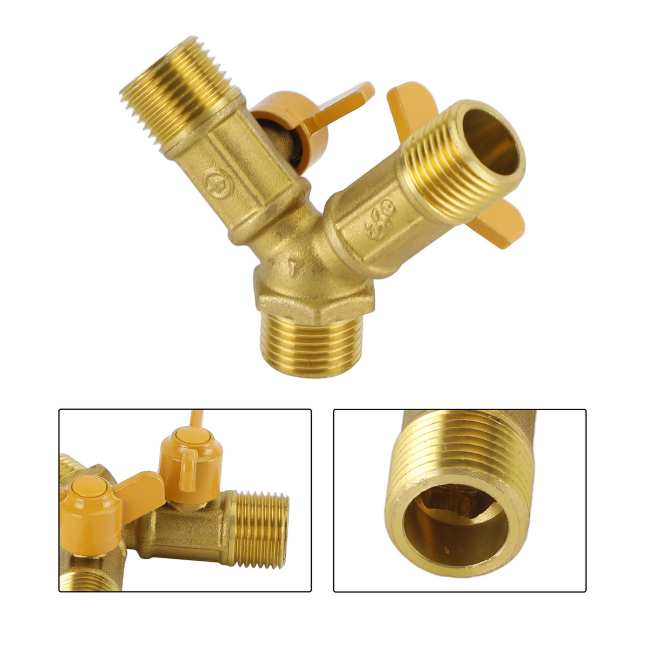 3 Way Shut Off Ball Valve 1/2" Hose Barb 2 Switch Brass Y Shaped Valve