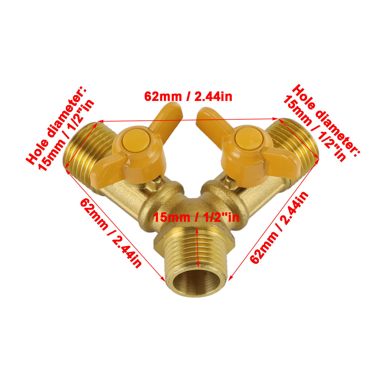 3 Way Shut Off Ball Valve 1/2