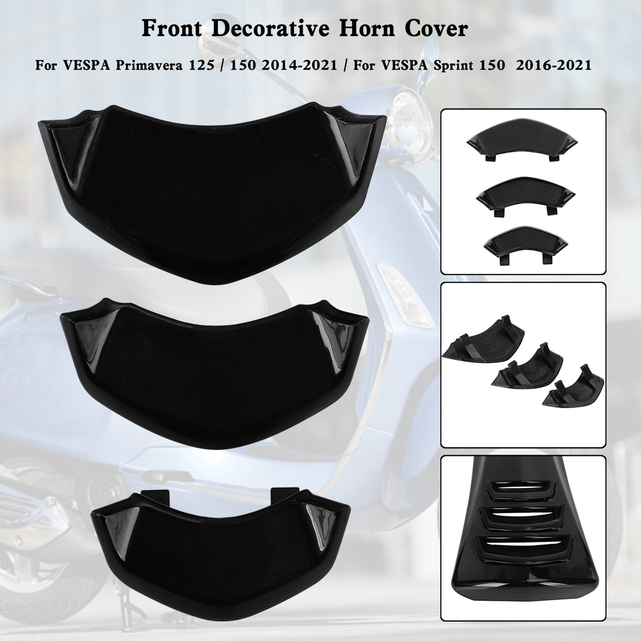 Front Decorative Horn Cover For VESPA Sprint Primavera 125/150 2014-2021 BLK