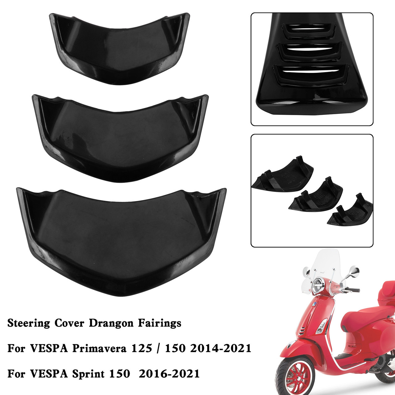 Front Decorative Horn Cover For VESPA Sprint Primavera 125/150 2014-2021 BLK