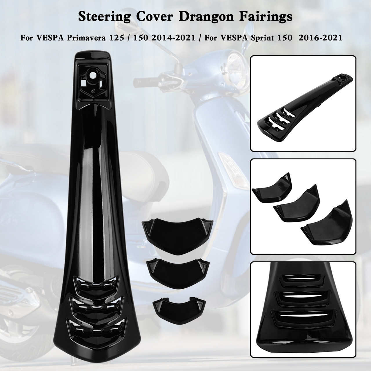 ABS Steering Horn Cover fairing For VESPA Sprint Primavera 125/150 14-21 BLK
