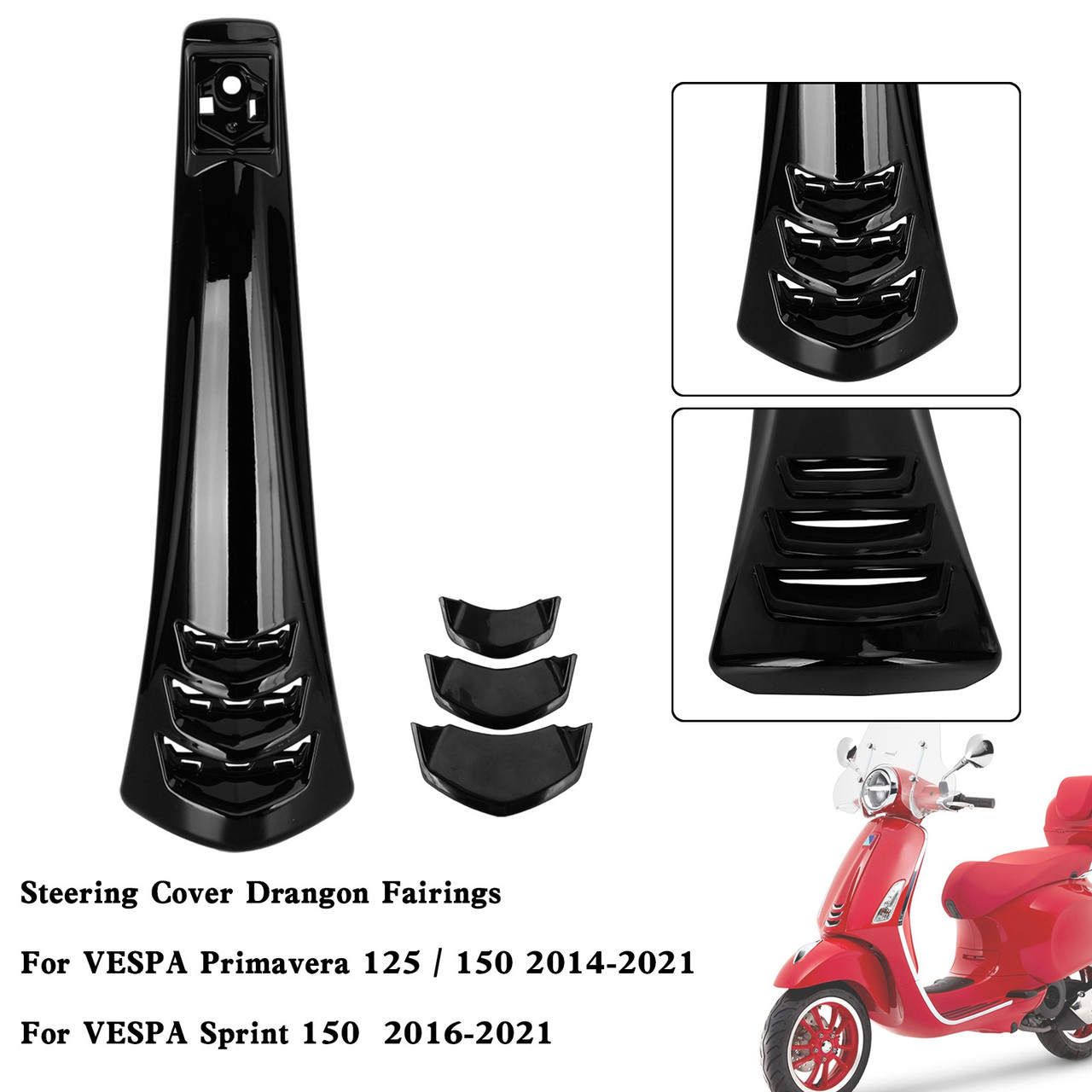 ABS Steering Horn Cover fairing For VESPA Sprint Primavera 125/150 14-21 BLK