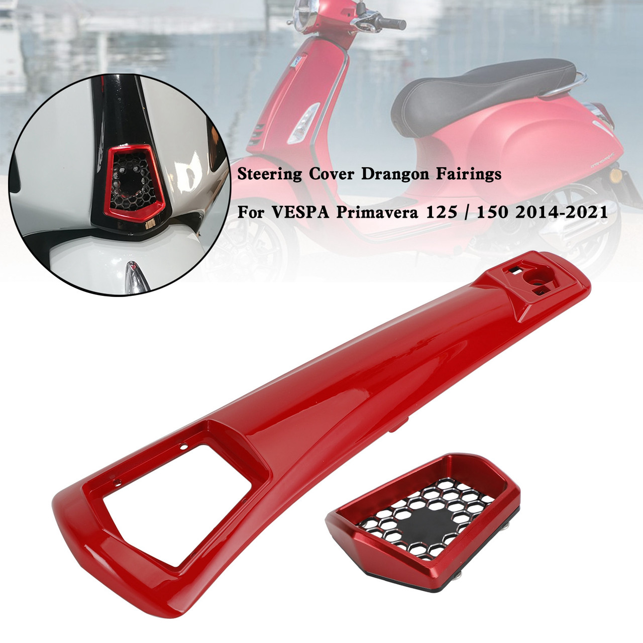 Steering Cover Drangon Fairings For VESPA Sprint Primavera 125/150 2014-2021 RED