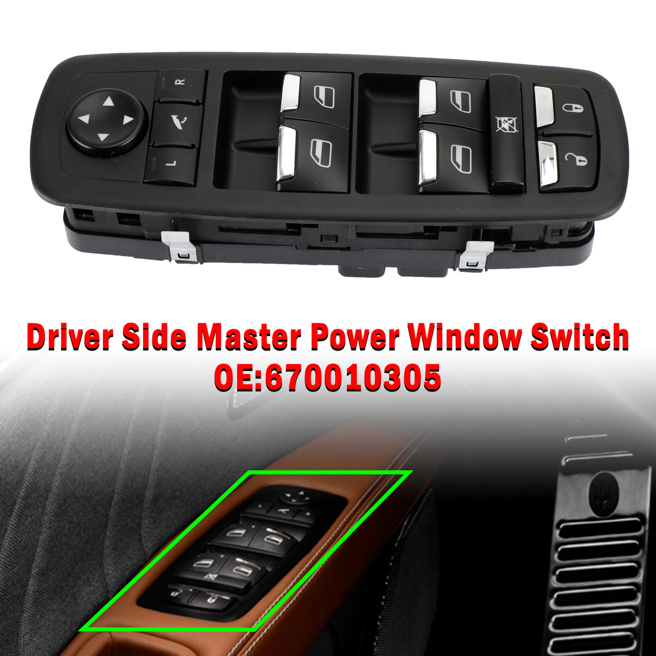 Driver Side Master Power Window Switch 670010305 Maserati Ghibli