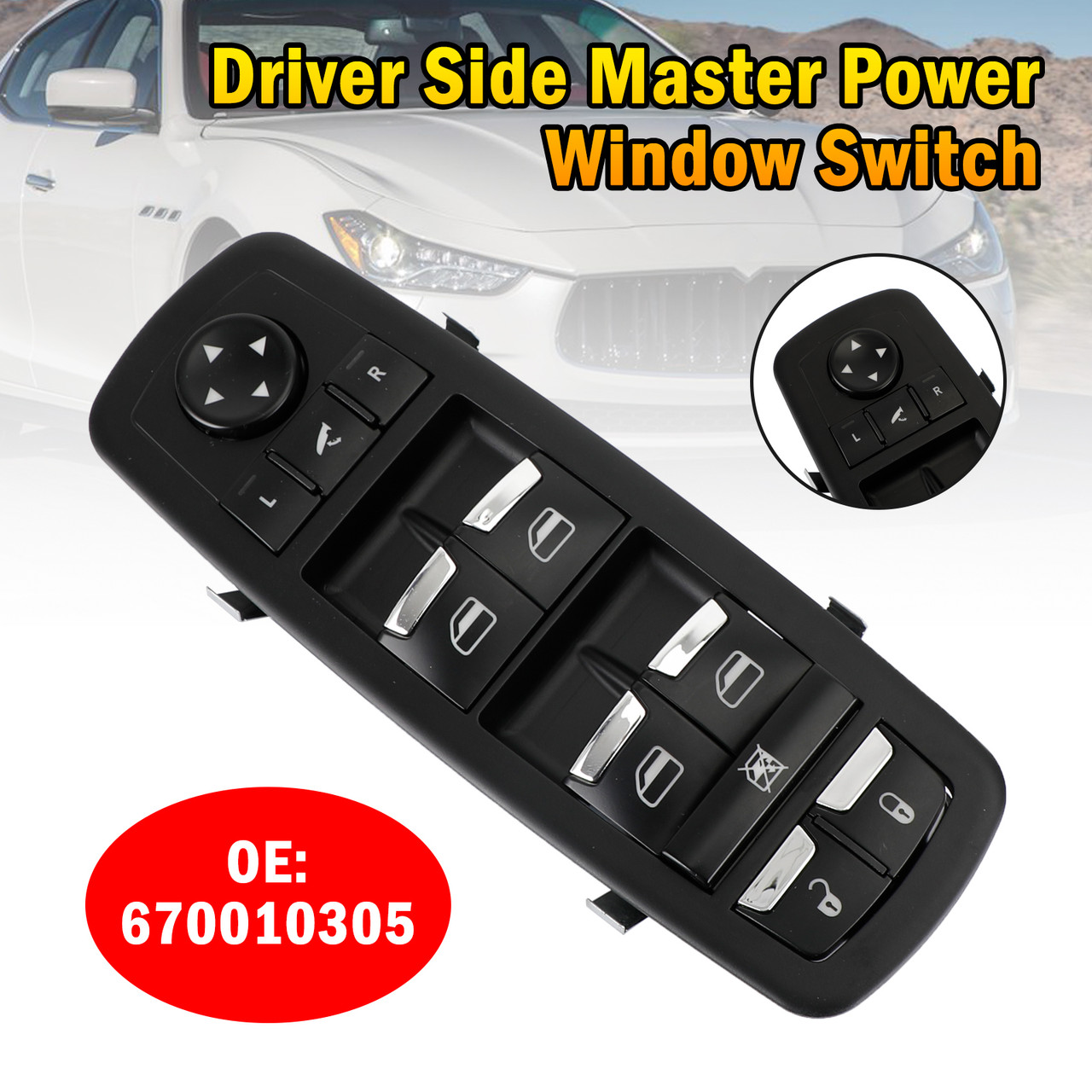 Driver Side Master Power Window Switch 670010305 Maserati Ghibli