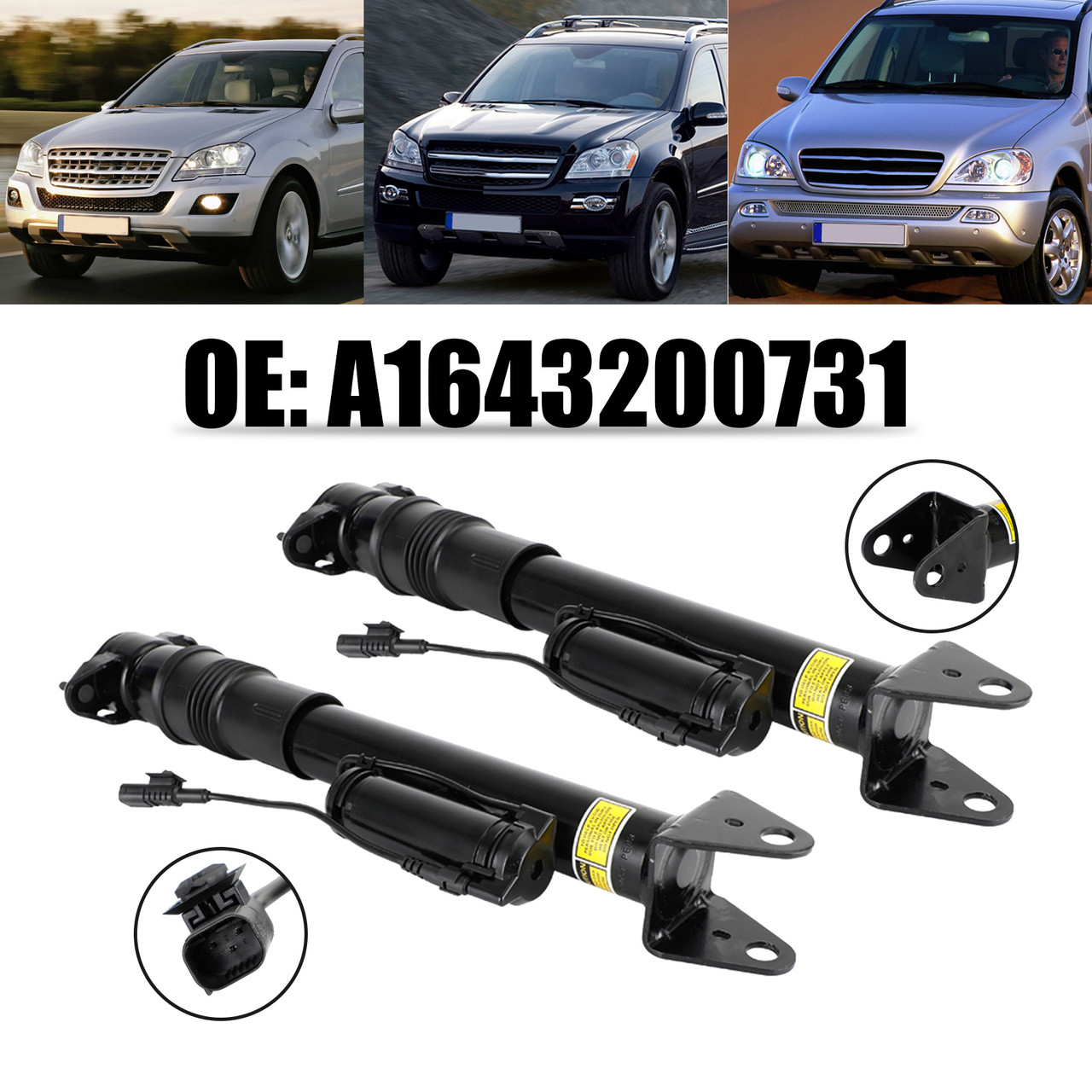 1643203031 Pair 08-12 Mercedes-Benz GL550 X164 Sport Utility Struts Shock Absorber Rear Generic