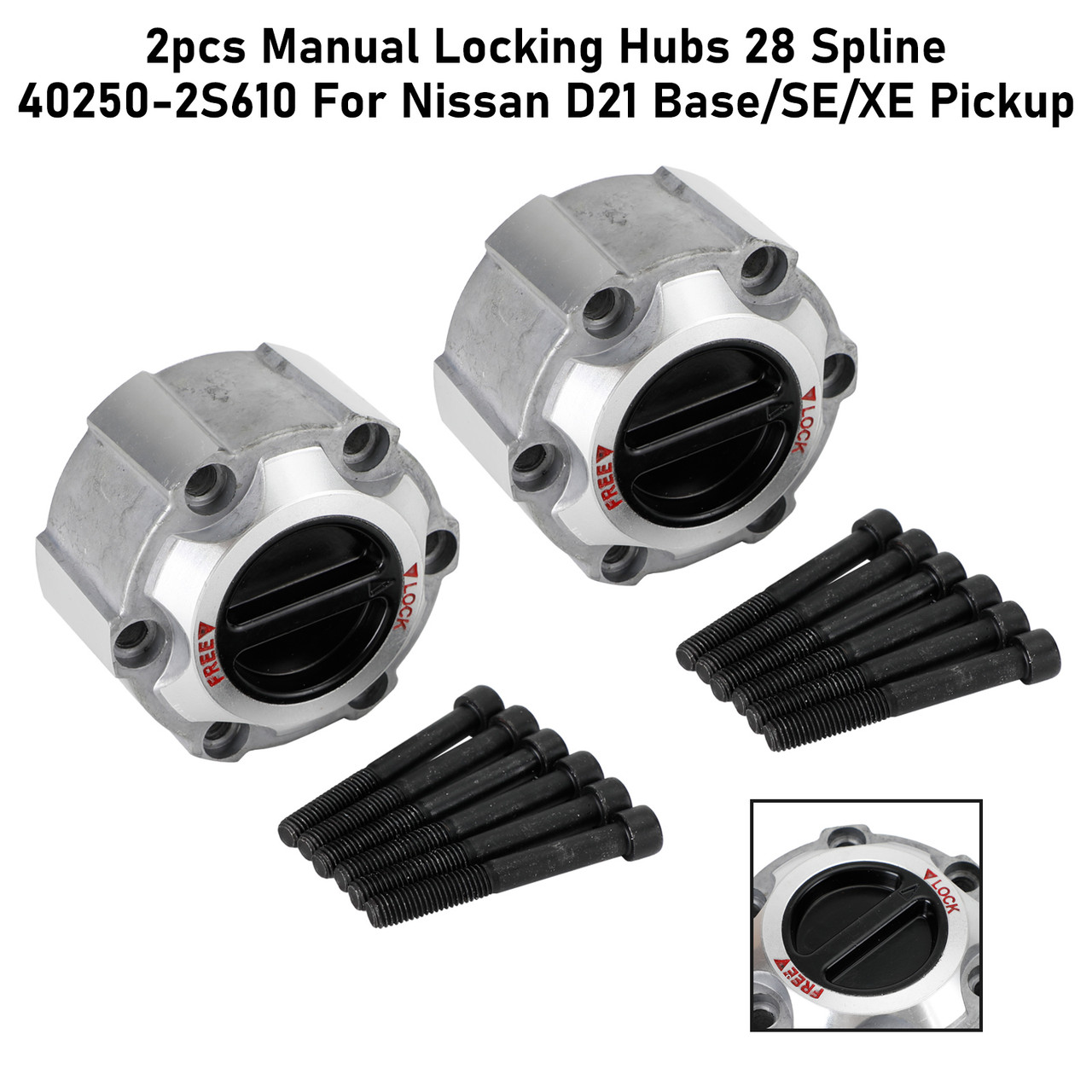 2pcs Manual Locking Hubs 28 Spline 40250-2S610 Nissan D21 Base/SE