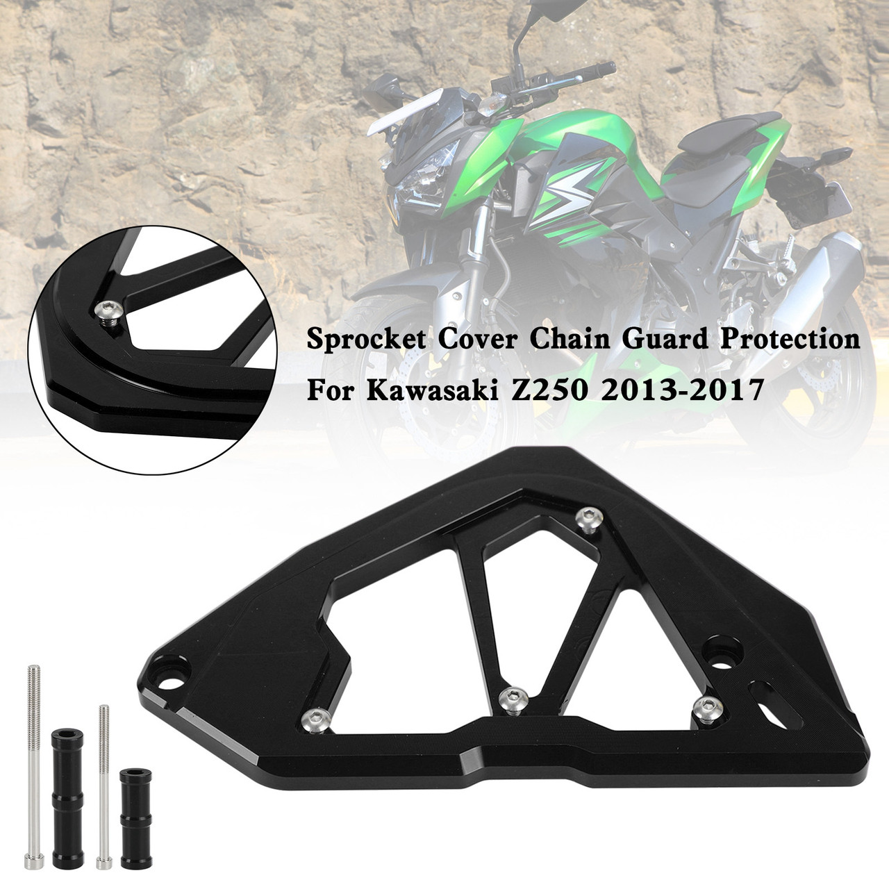 Sprocket Cover Chain Guard KAWASAKI Z250 Z300 NINJA 300 250 13-17 Black