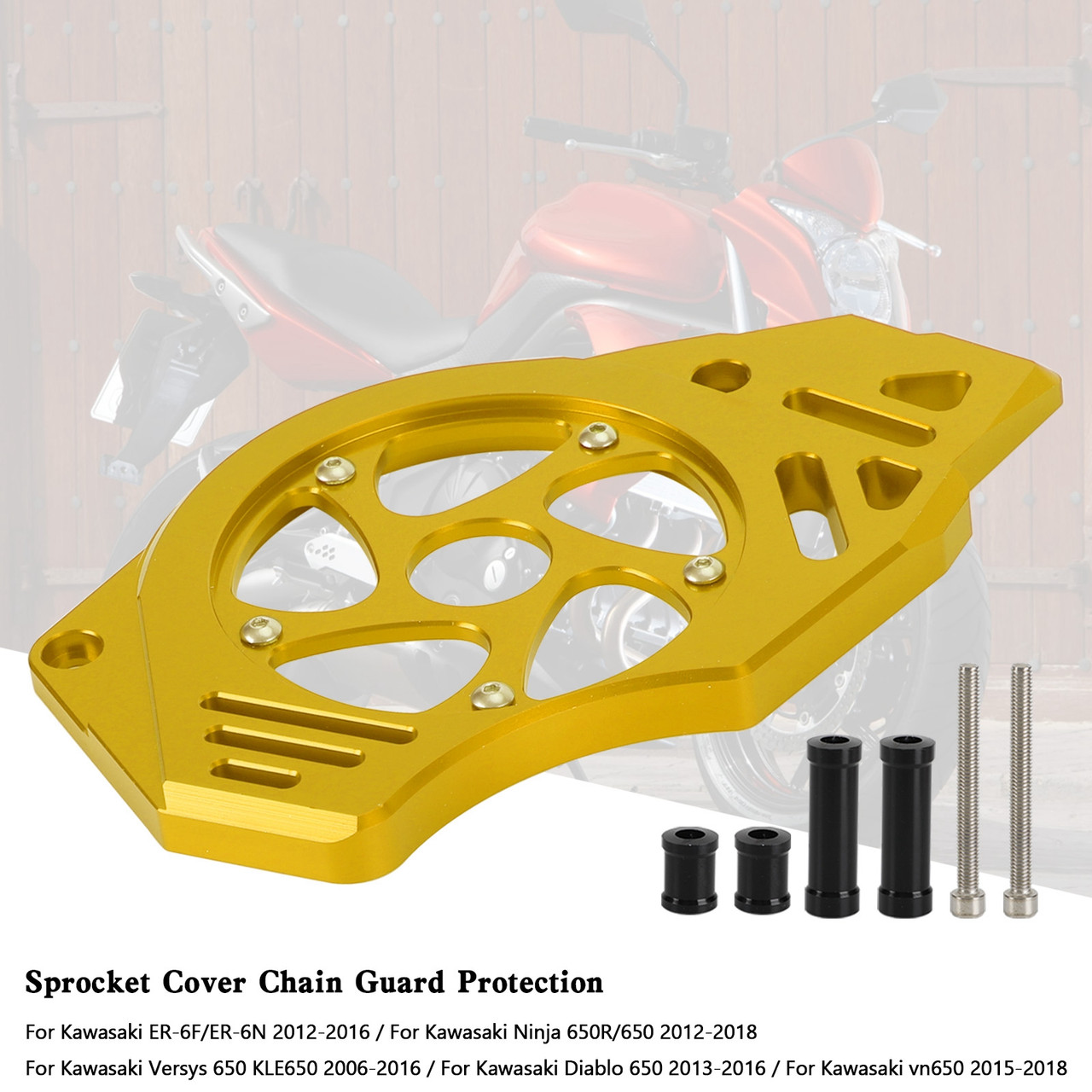 Sprocket Cover Chain Guard Protection Kawasaki Ninja Vulcan 650 ER-6N Gold