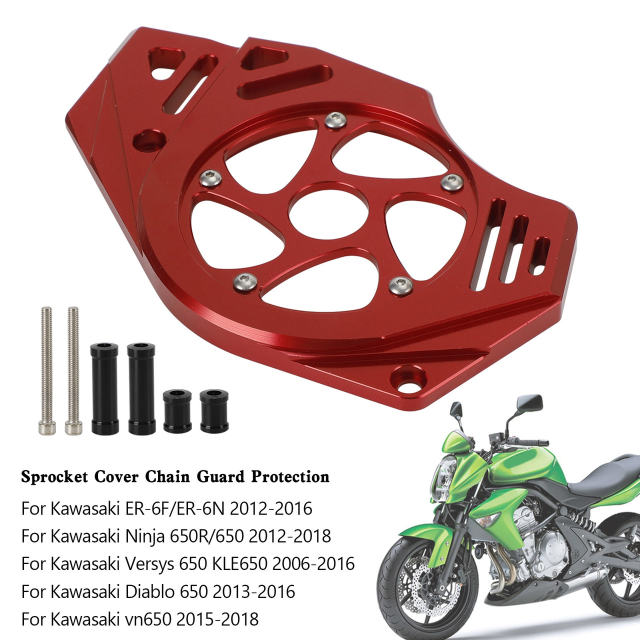 Sprocket Cover Chain Guard Protection Kawasaki Ninja Vulcan 650 ER-6N Red