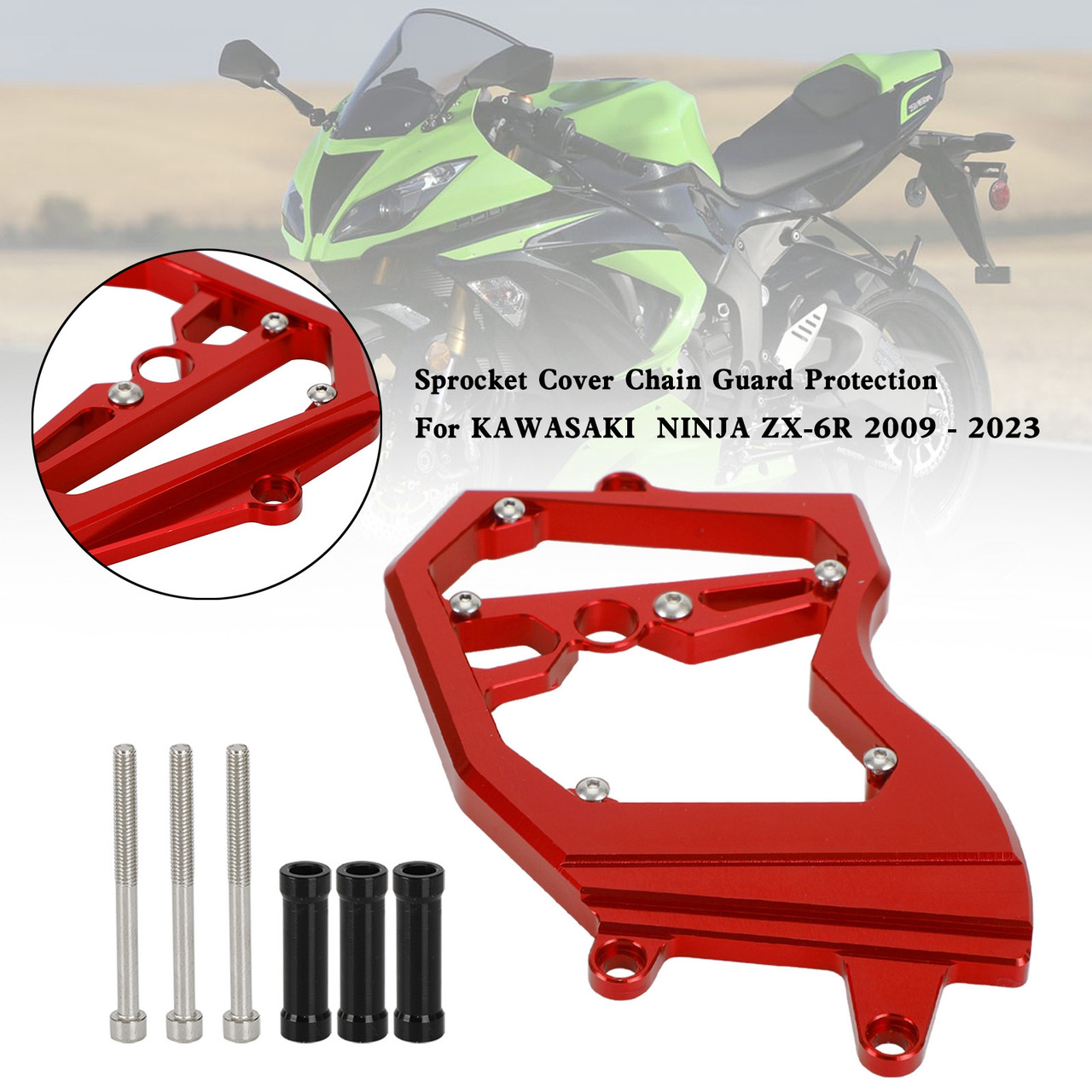 Front Sprocket Cover Chain Guard KAWASAKI Ninja ZX-6R ZX6R 2009-2023 Red