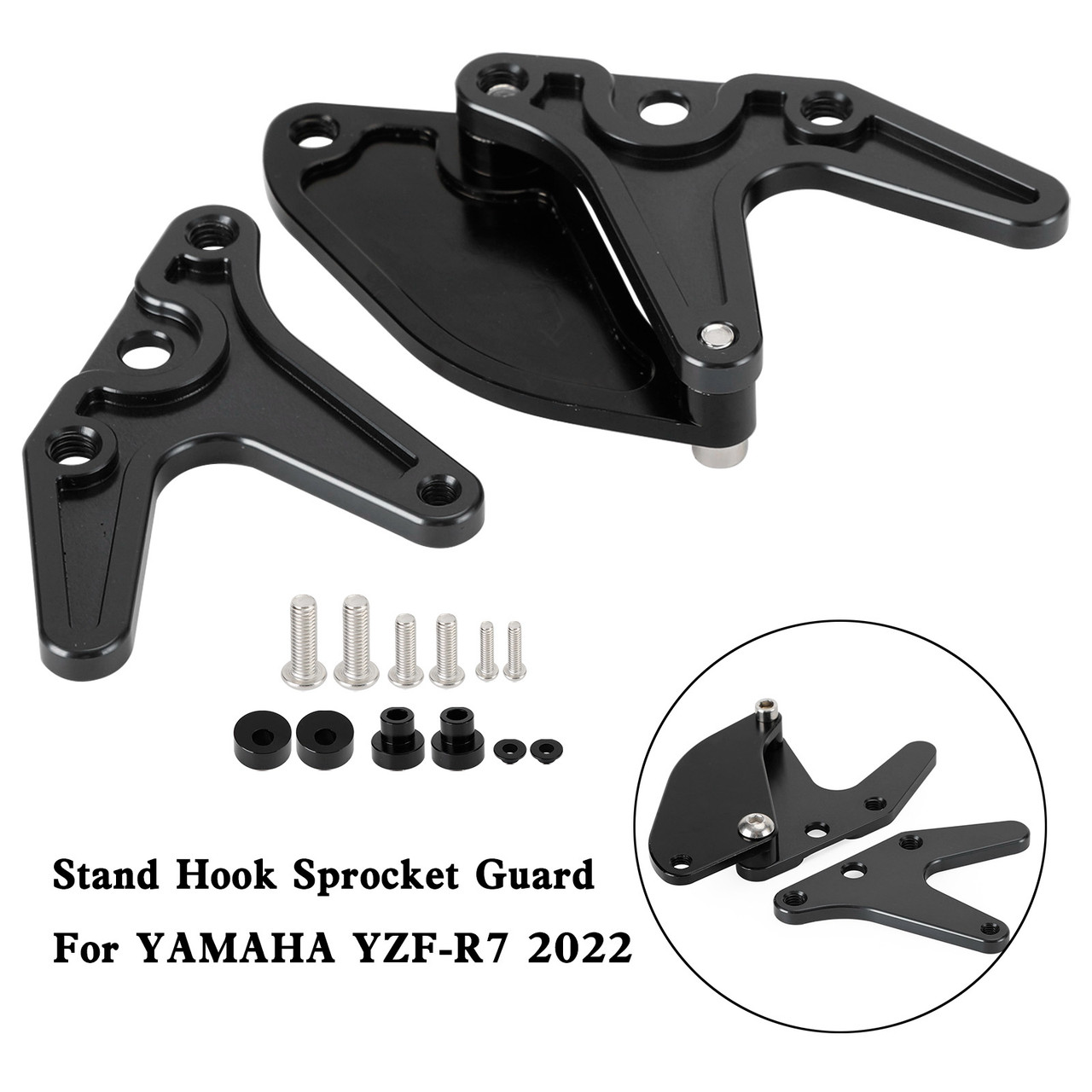 Aluminum Motorcycle Stand Hook Sprocket Toe Guard Yamaha YZF-R7 R7 2022 Black