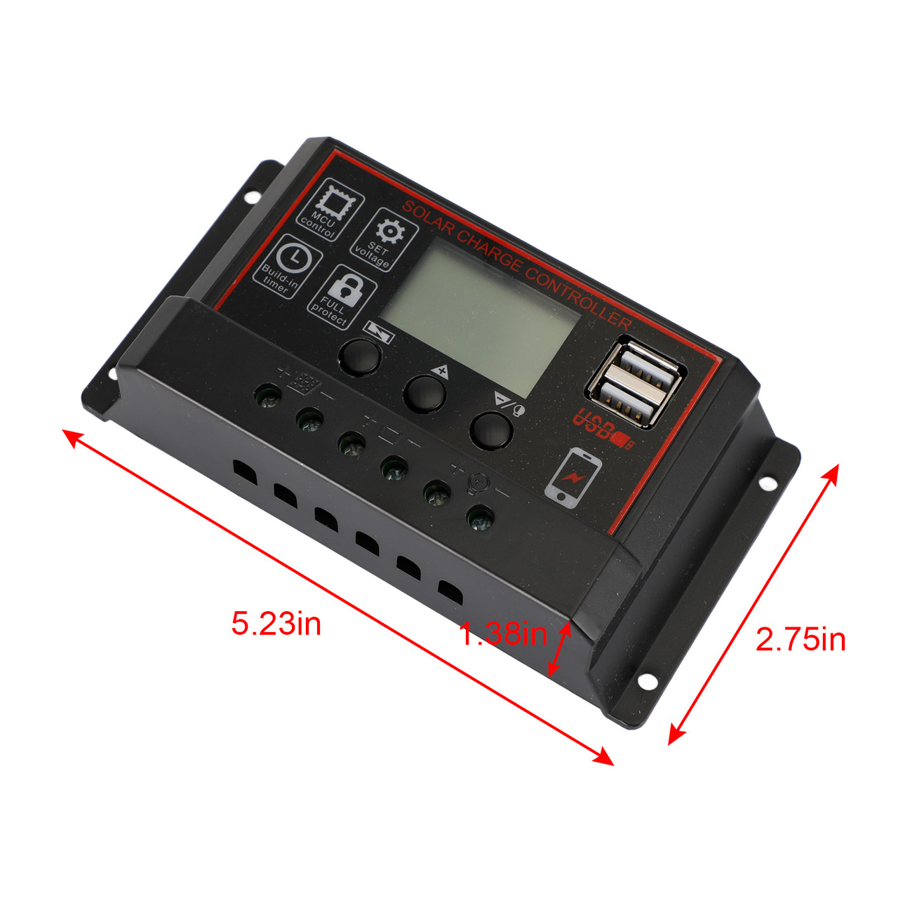 20A Solar Panel Battery Regulator Charge Controller PWM LCD Dual USB 12V/24V