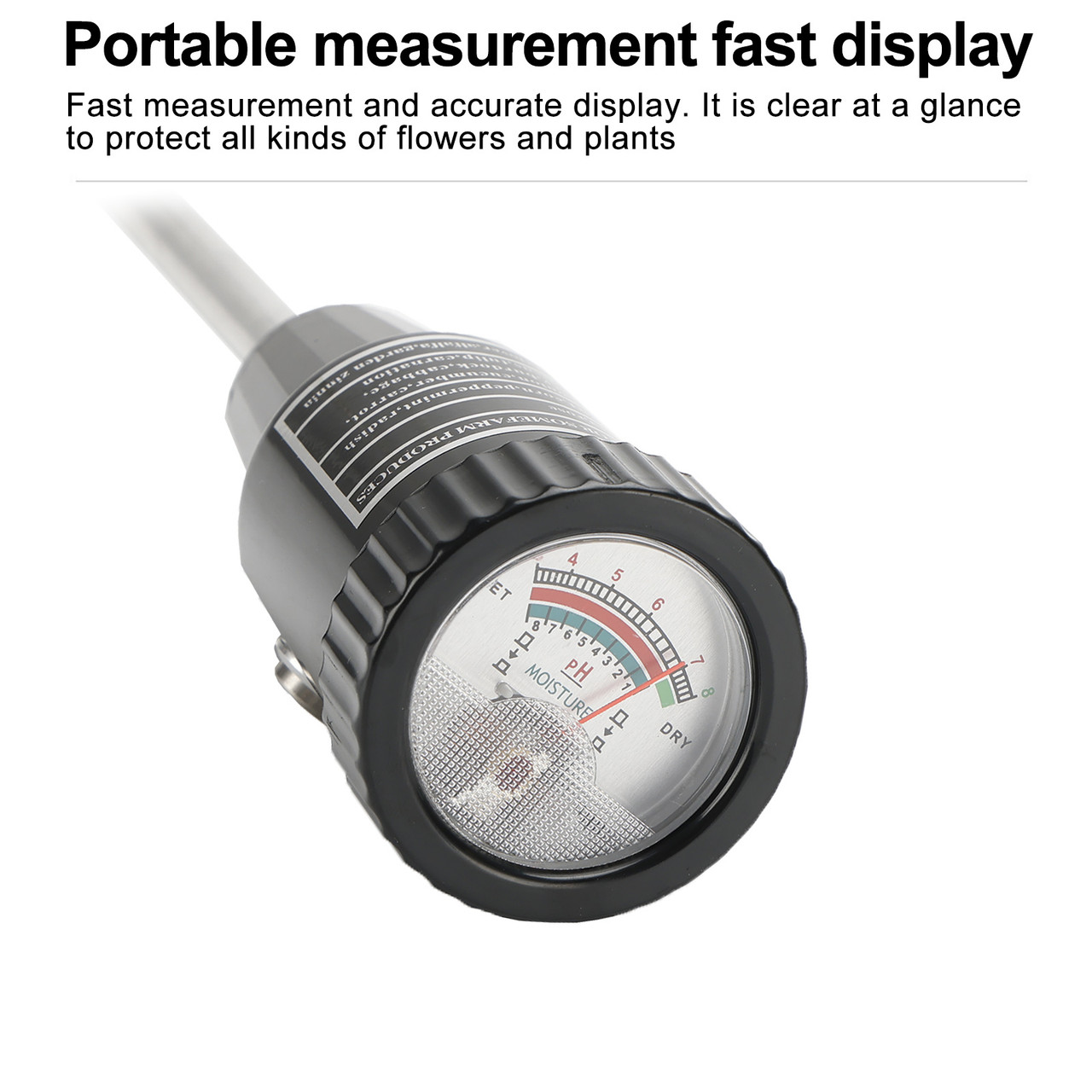 Handheld Soil PH Tester PH & Moisture Meter With 295mm Long Metal Probe