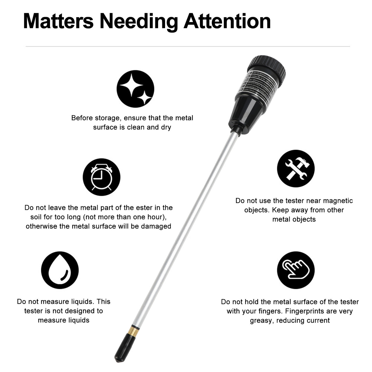 Handheld Soil PH Tester PH & Moisture Meter With 295mm Long Metal Probe