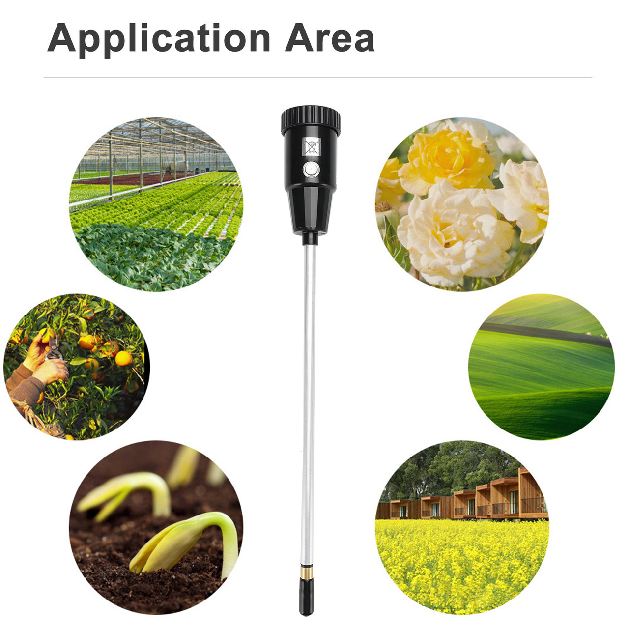 Handheld Soil PH Tester PH & Moisture Meter With 295mm Long Metal Probe
