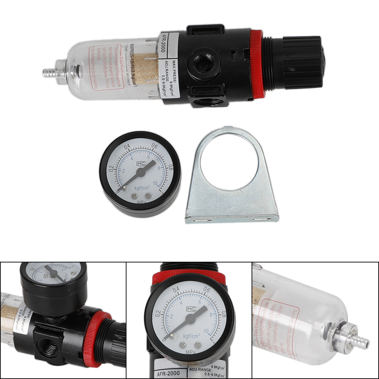 AFR2000 1/4" Air Compressor Filter Water Separator Trap Tools Regulator Kit