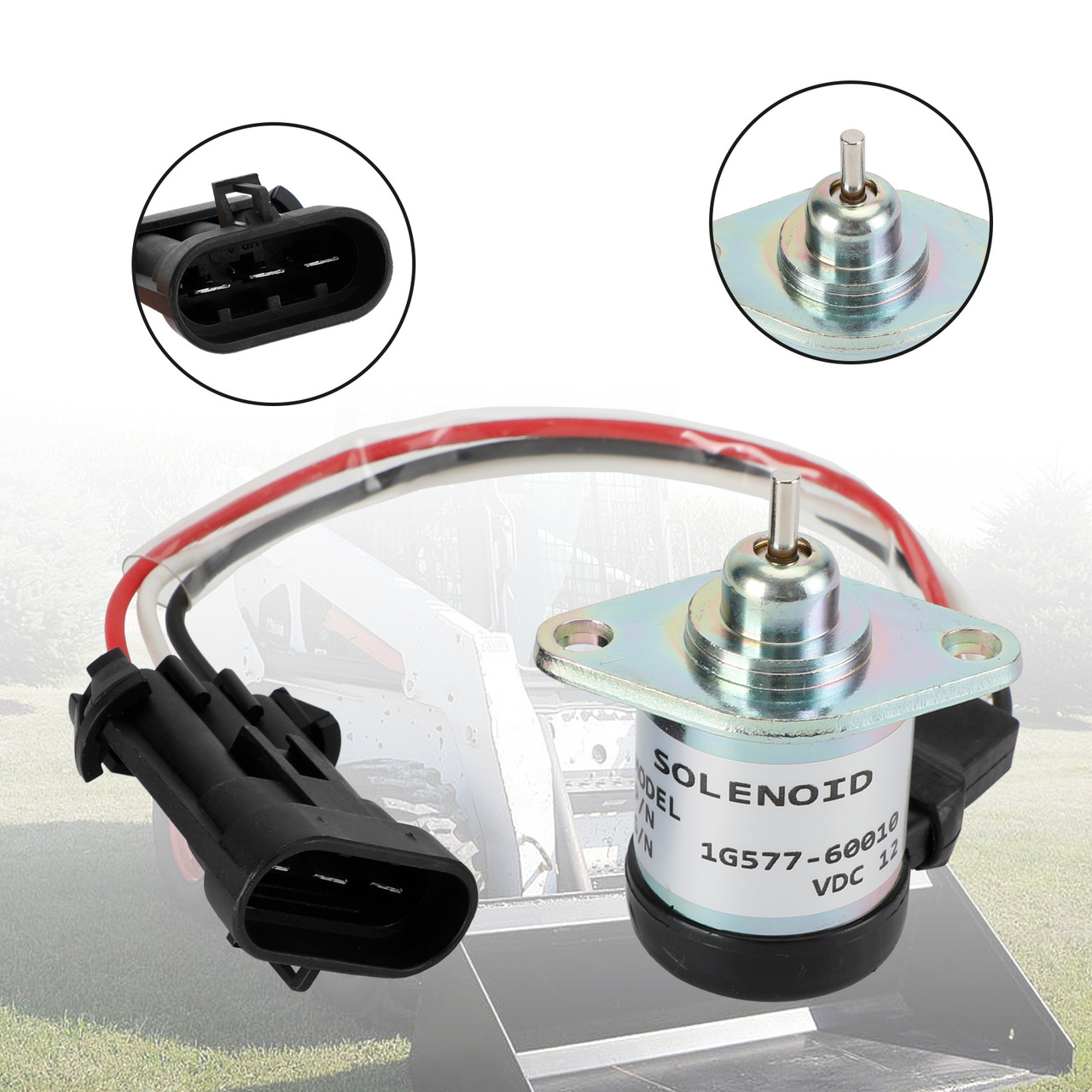 12V 3 Terminal Fuel Shut Off Solenoid Kubota 1G577-60010