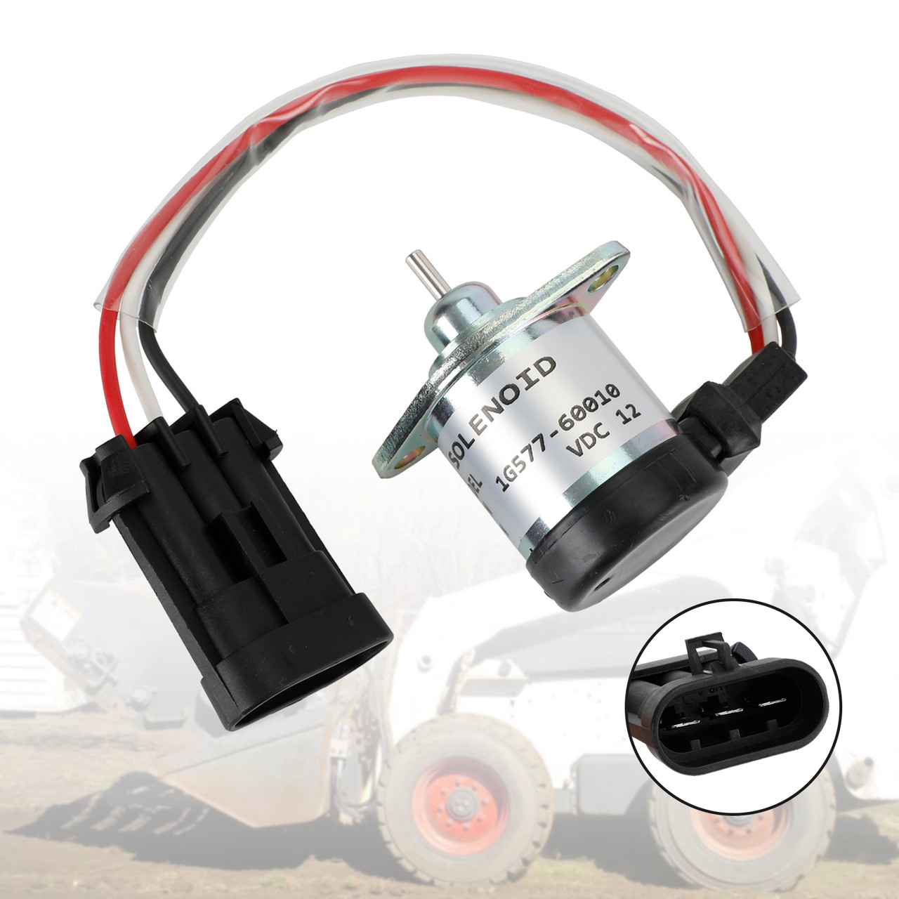 12V 3 Terminal Fuel Shut Off Solenoid Kubota 1G577-60010 1G577