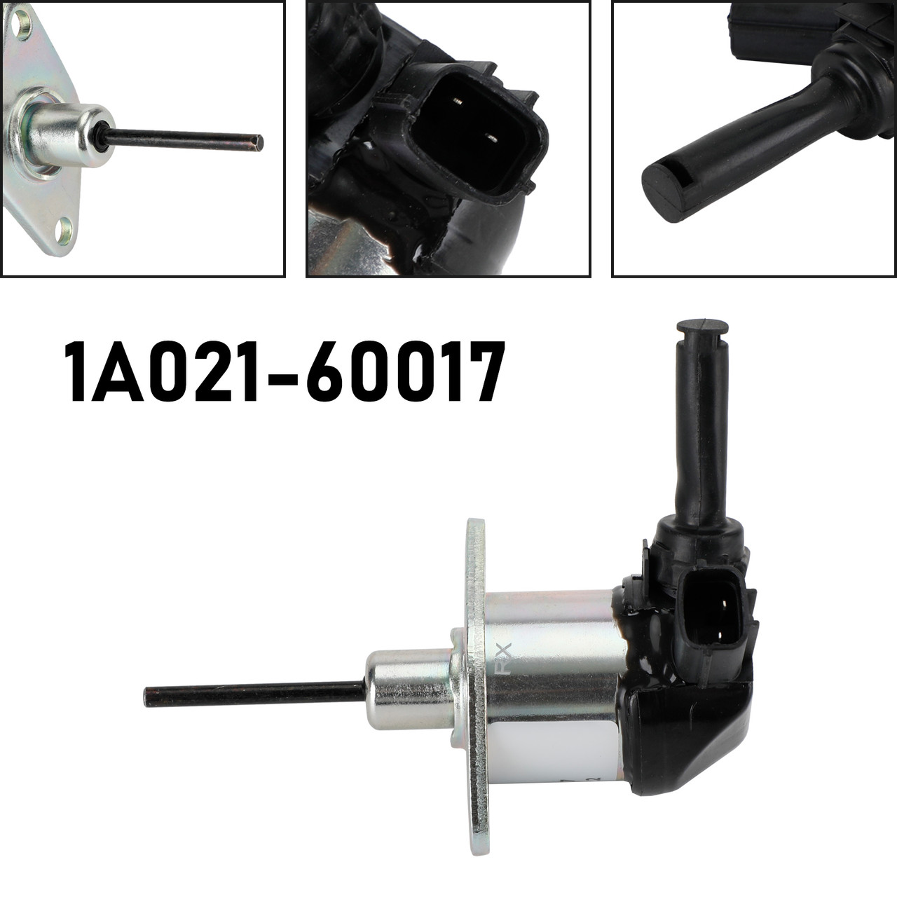 12V Fuel Shutoff Solenoid For Kubota Tractors - Replaces 1A021-60015/60017, Fits D1503, V2003, V2203, V2403 Engines & L Series Tractors