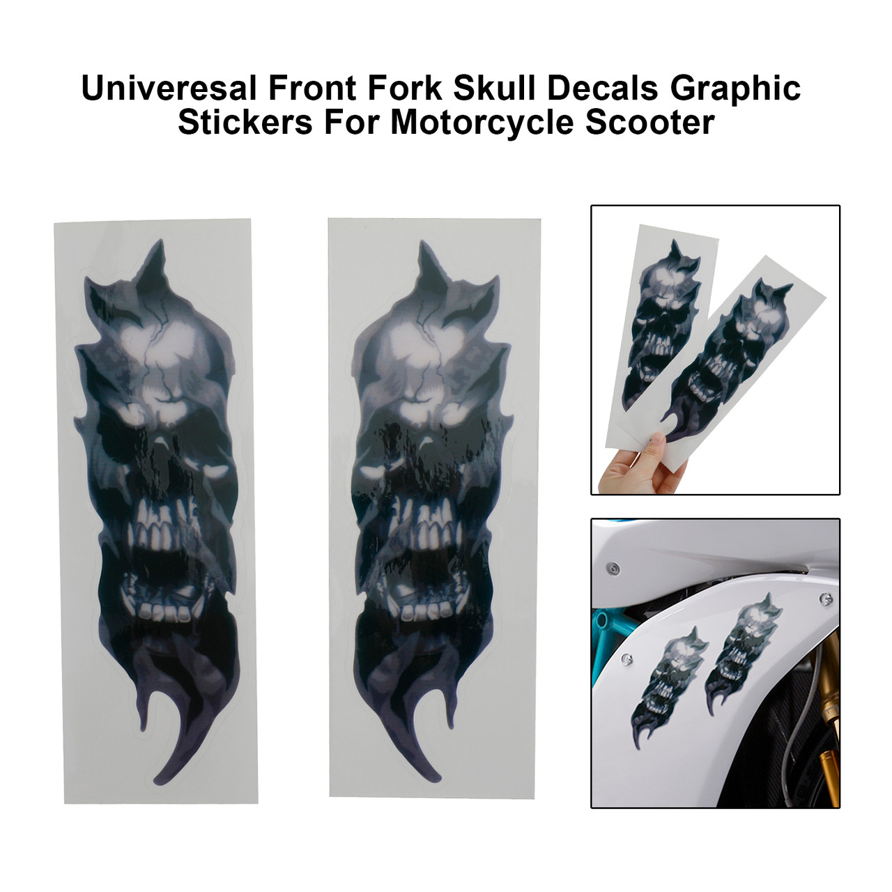 Univeresal Front Fork Skull Decals Graphic Stickers Motorcycle Scooter