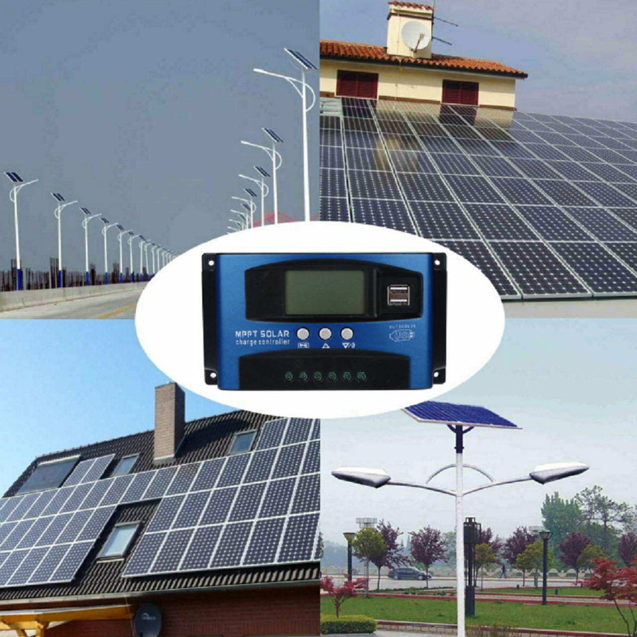 60A MPPT Solar Panel Regulator Charge Controller 12V/24V Auto Focus Tracking