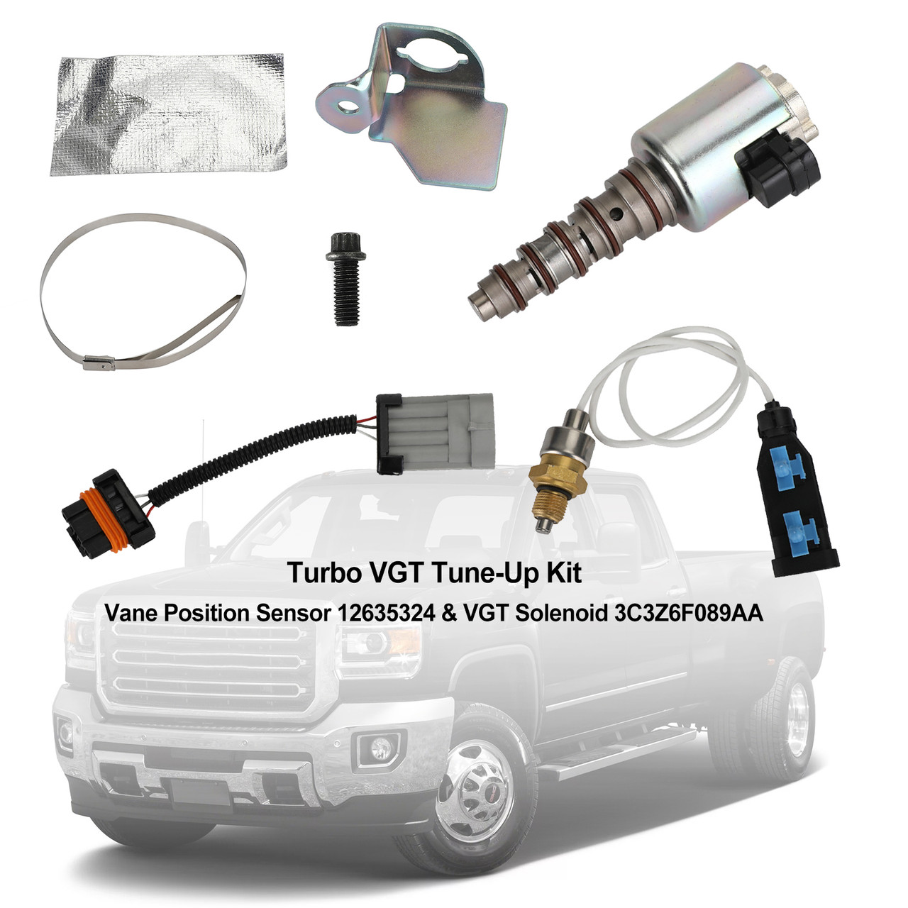 2003-2007 Ford F-Series Turbo VGT Tune-Up Kit-Vane Position Sensor 12635324 & VGT Solenoid 3C3Z6F089AA 6.0L Powerstroke engine