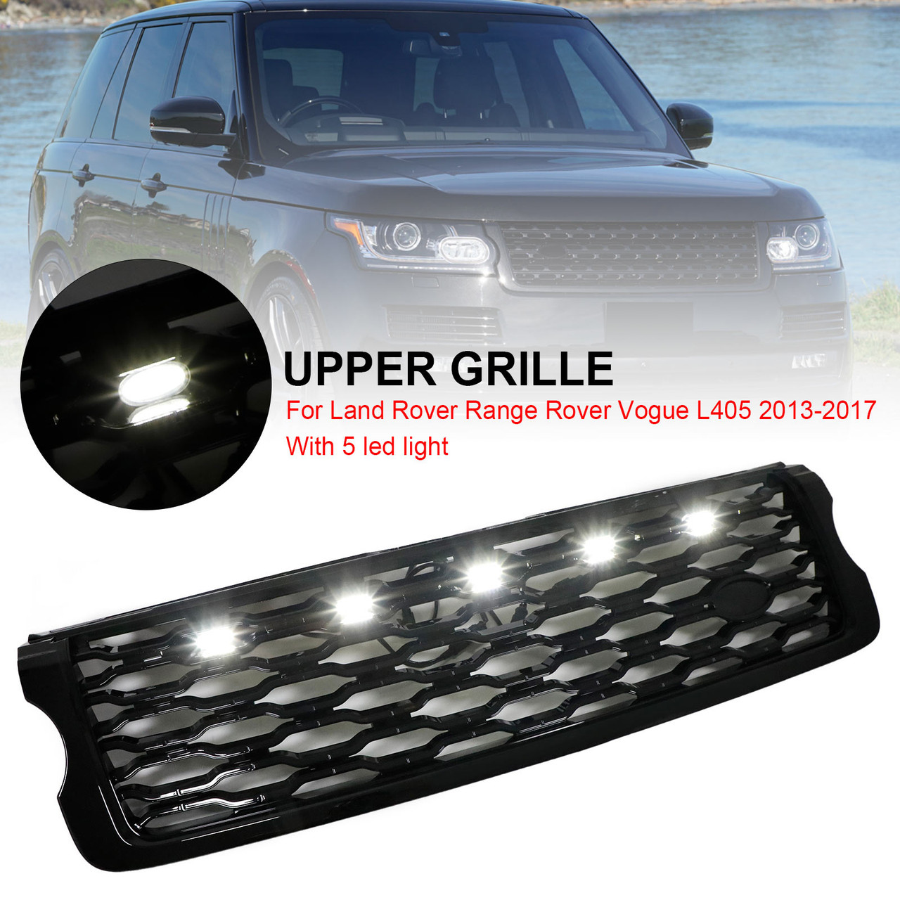 13-17 Land Rover Range Rover Vogue L405 Front Bumper Upper Grill W/LED Gold logo