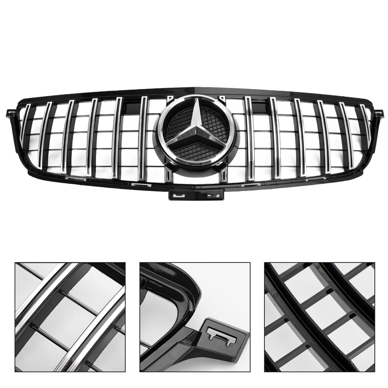 12-15 Benz W166 2012-2015 ML350 400 550 Front Grille Grill GTR Style Chrome Black