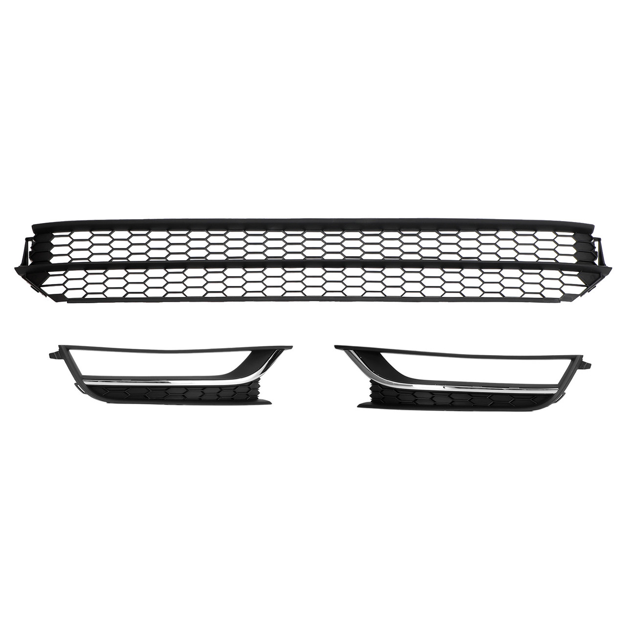 12-15 Volkswagen Passat Front Lower Grille Grill Fog Light Cover Black & Chrome