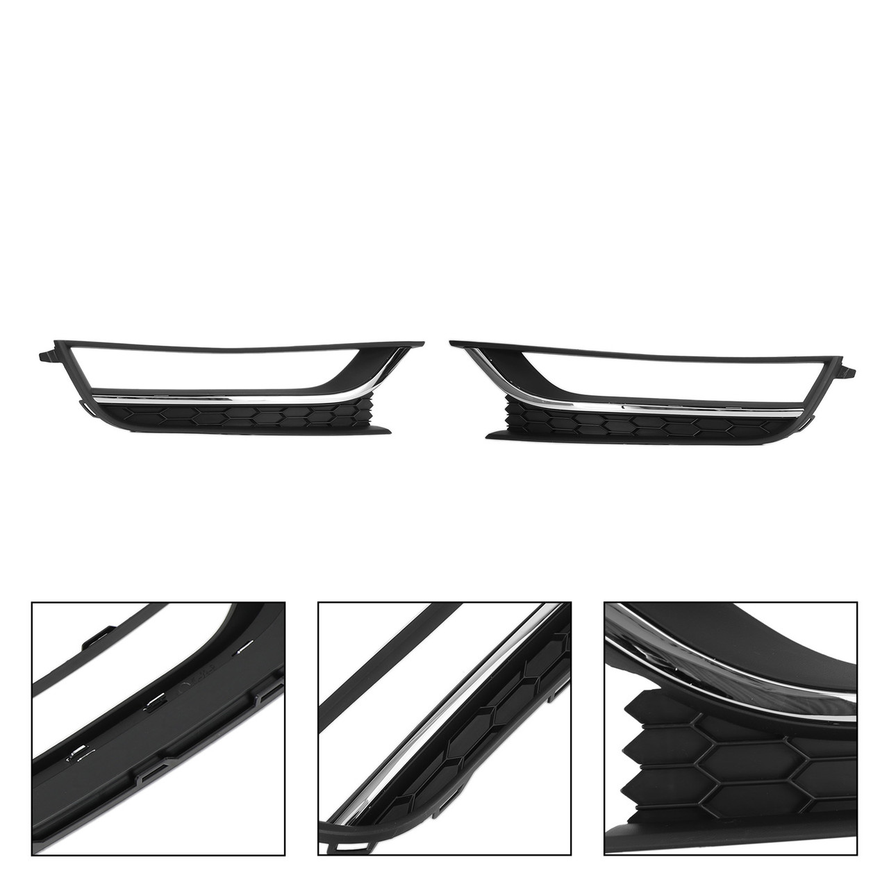 2PCS 12-15 Volkswagen Passat Front Driving Fog Light Cover Black & Chrome