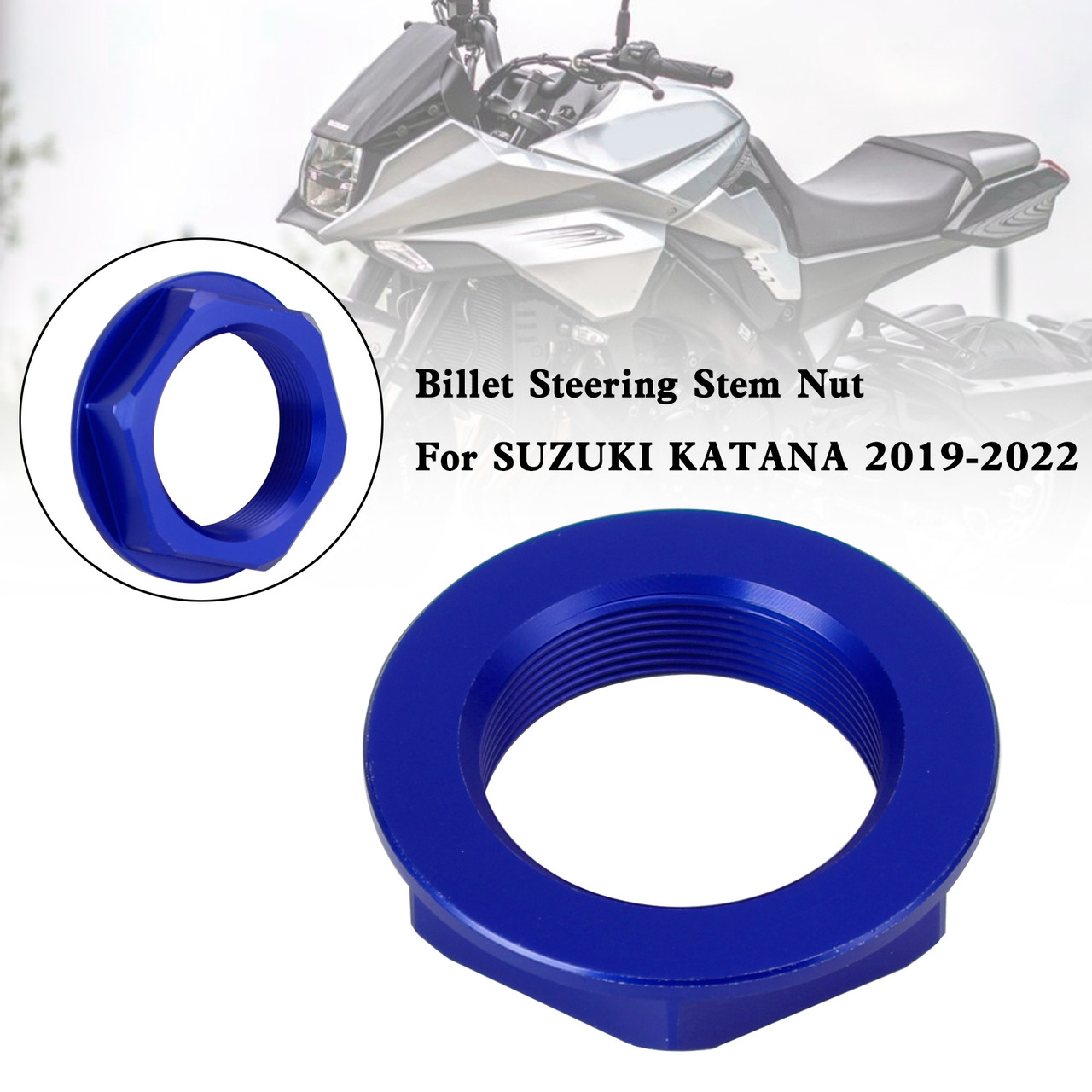 Billet Steering Stem Nut For SUZUKI GSXR 600/750 YZF-R1 ZX6R S1000RR BLU Billet Steering Stem Nut For SUZUKI GSXR 600/750 YZF-R1 ZX6R S1000RR BLU