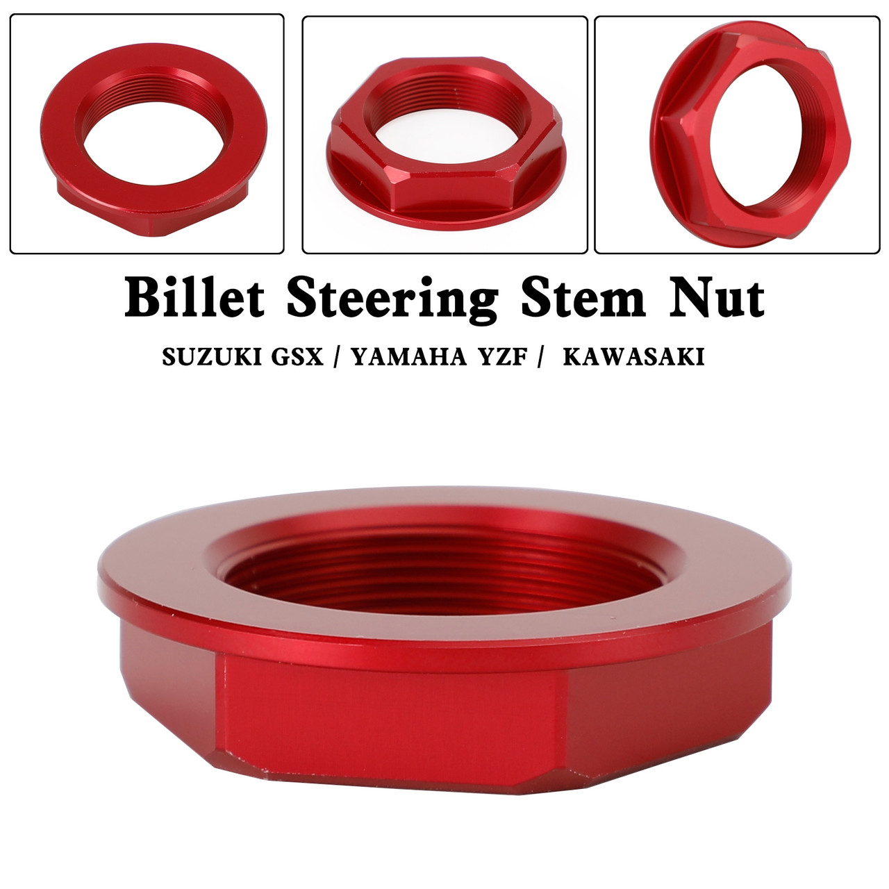 Billet Steering Stem Nut For SUZUKI GSXR 600/750 YZF-R1 ZX6R S1000RR RED
