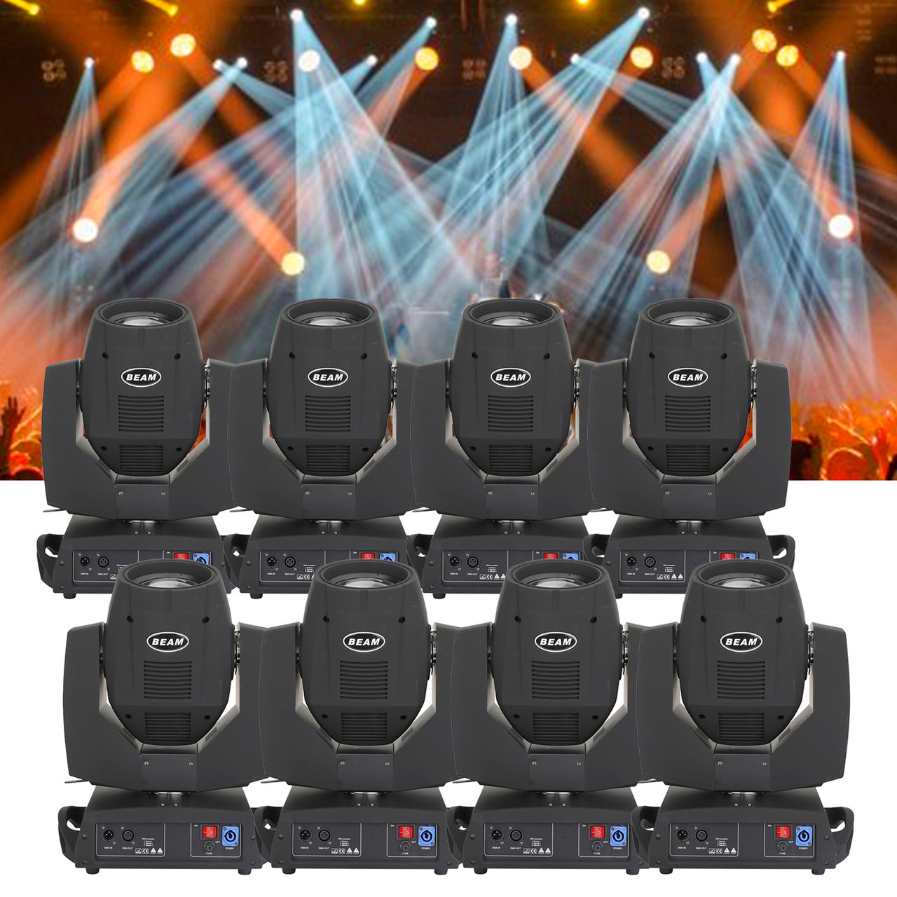 8PC 230W 7R Zoom Moving Head Beam Sharpy Light 8 Prism Strobe DMX