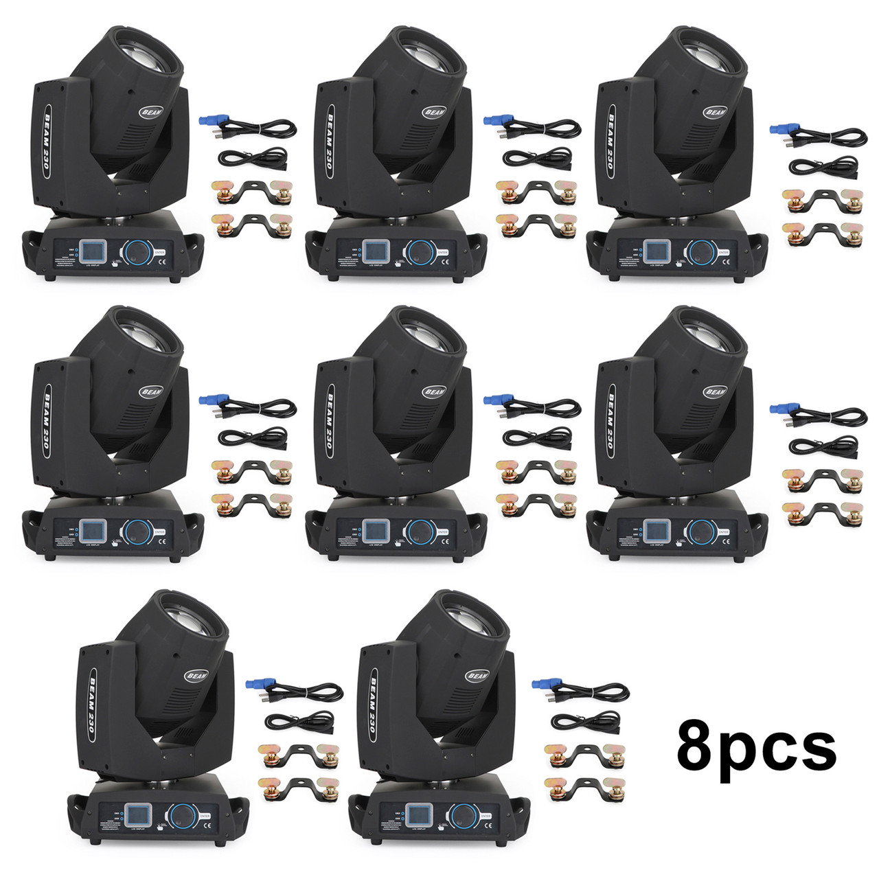 8PC 230W 7R Zoom Moving Head Beam Sharpy Light 8 Prism Strobe DMX