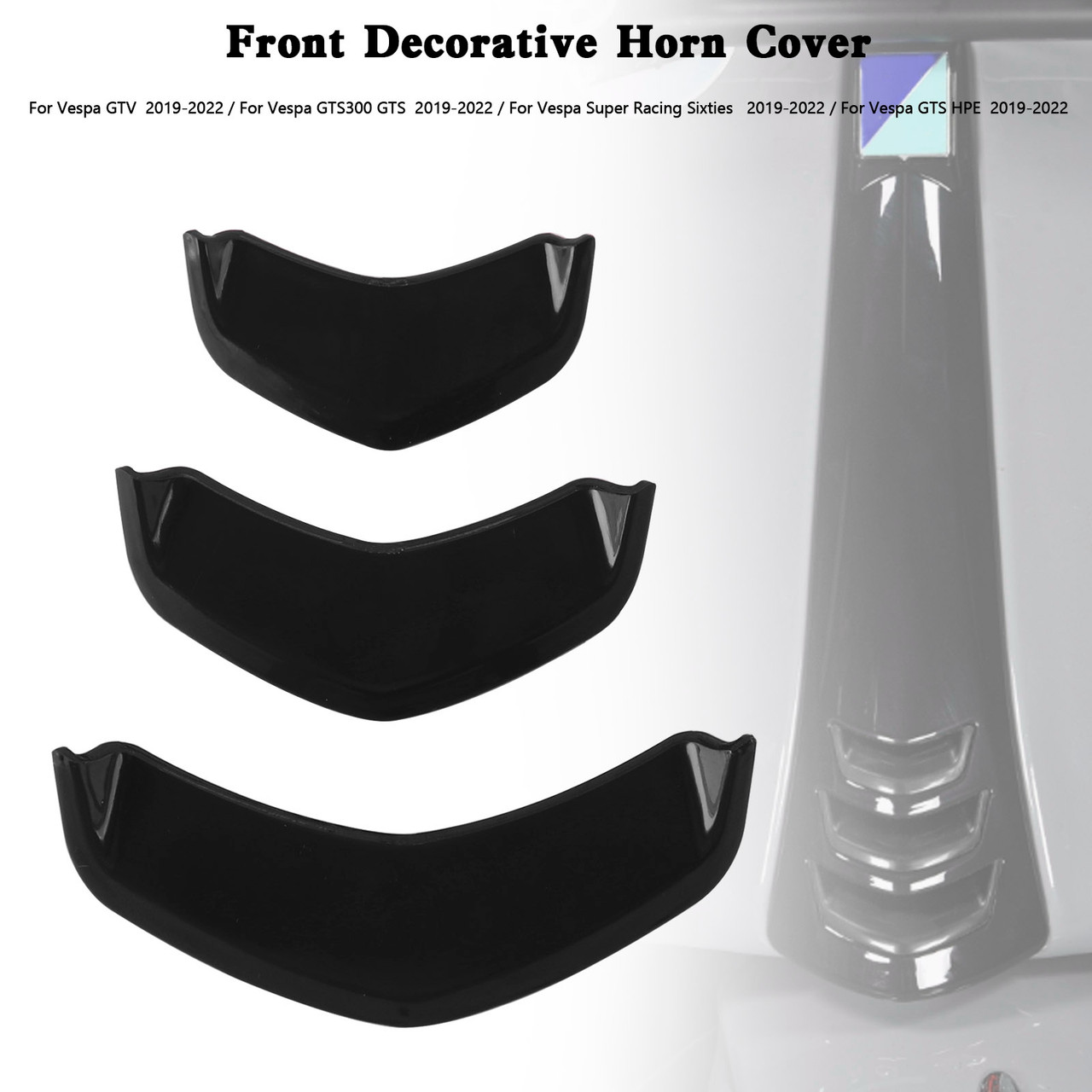 Front Horn Cover Decoration Trim For Vespa Sprint 300 GTS 300 HPE GTV Black