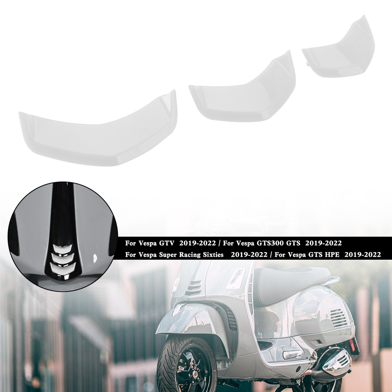 Front Horn Cover Decoration Trim For Vespa Sprint 300 GTS 300 HPE GTV White