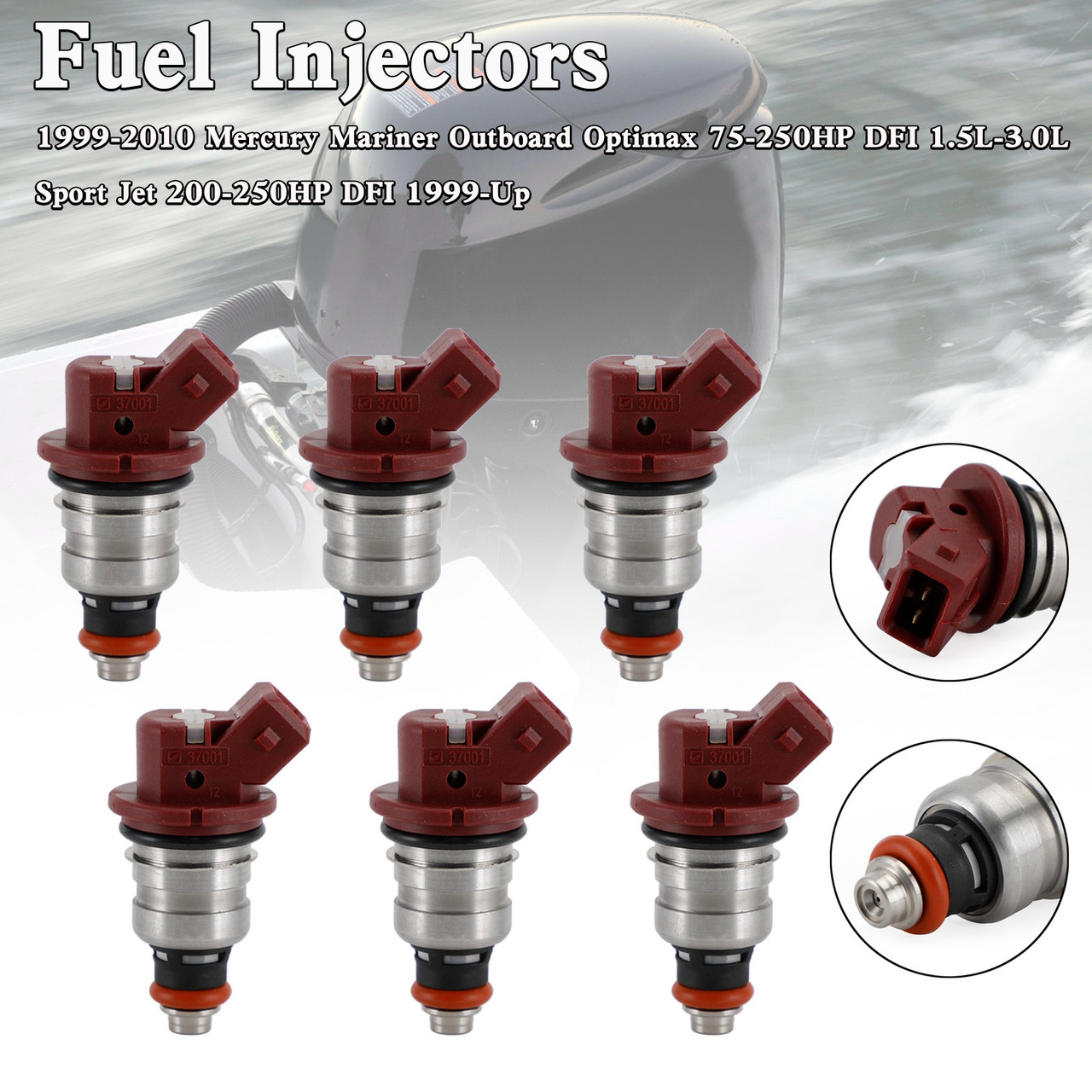 6PCS 75-90-115-200-225 Fuel Injectors 37001 For Mercury Outboard