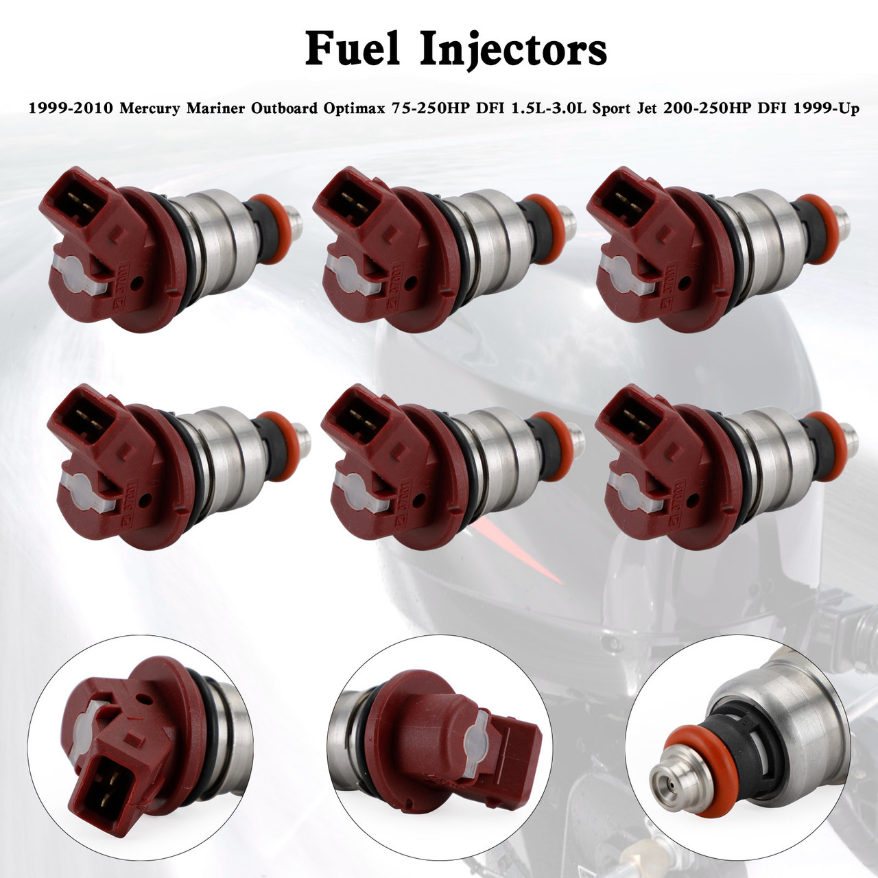 6PCS 75-90-115-200-225 Fuel Injectors 37001 For Mercury Outboard