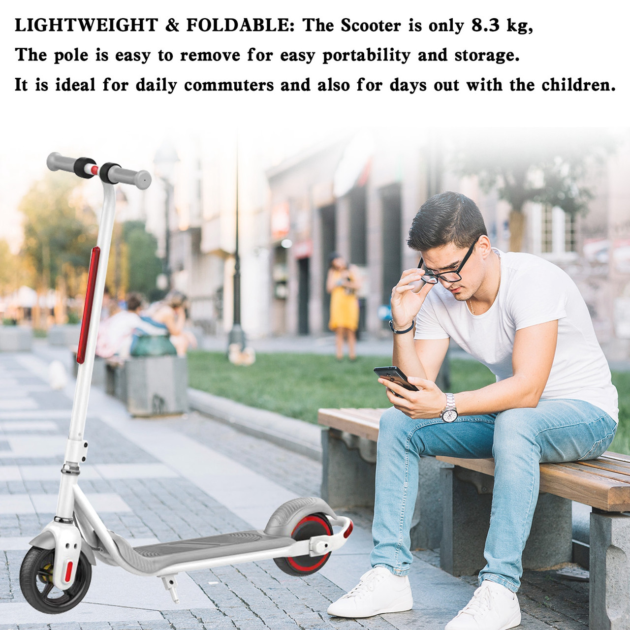 Lightweight and Detachable 150W Electric Scooter for Kids Ages 8+ Outdoor Commuter