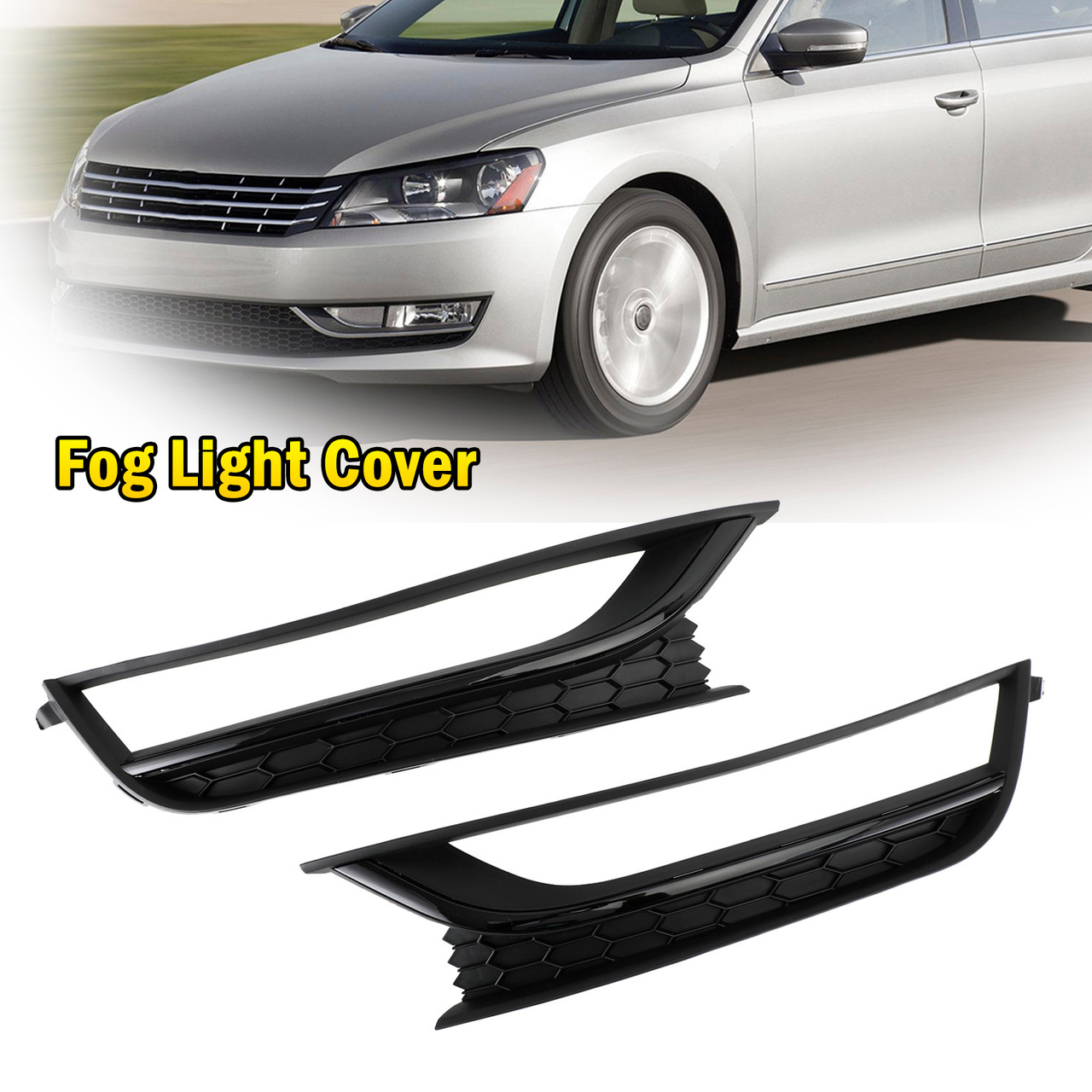  Chrome Front Bumper Lower Grille+Fog Light Cover Fit For  Compatible with VW Passat B7 2012 2013 2014 2015 USA Version : Automotive