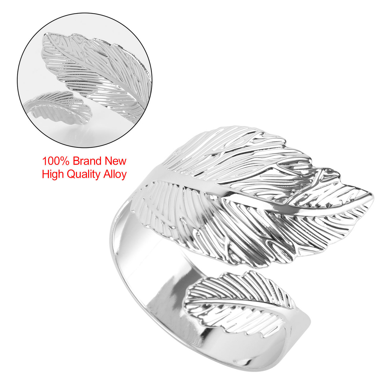 12PCS Silver Napkin Rings Leaf Napkin Holder Adornmen Alloy