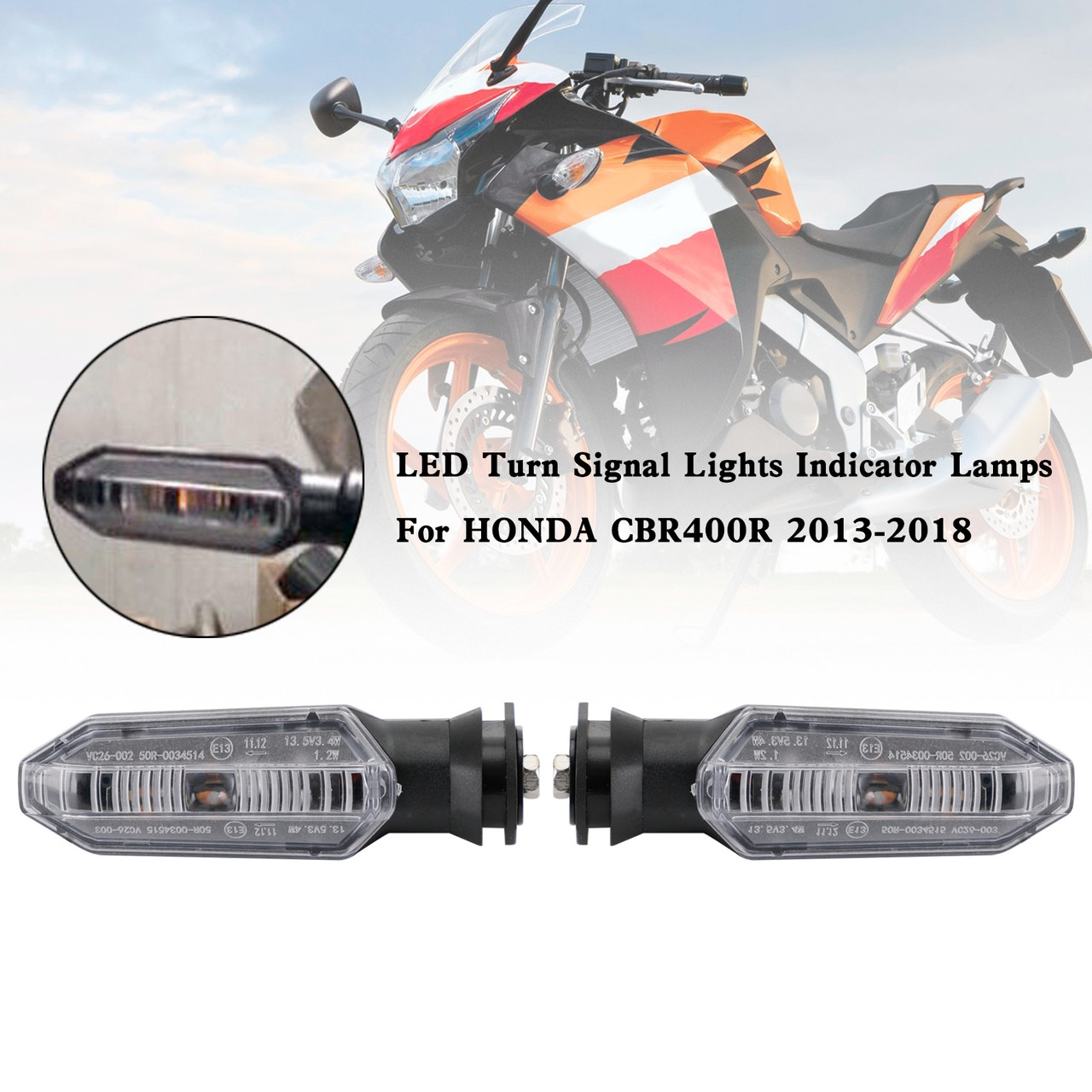 LED Turn Signal Lights Indicator Lamps For HONDA CRF250 CB500 CB650F CTX700 Clear