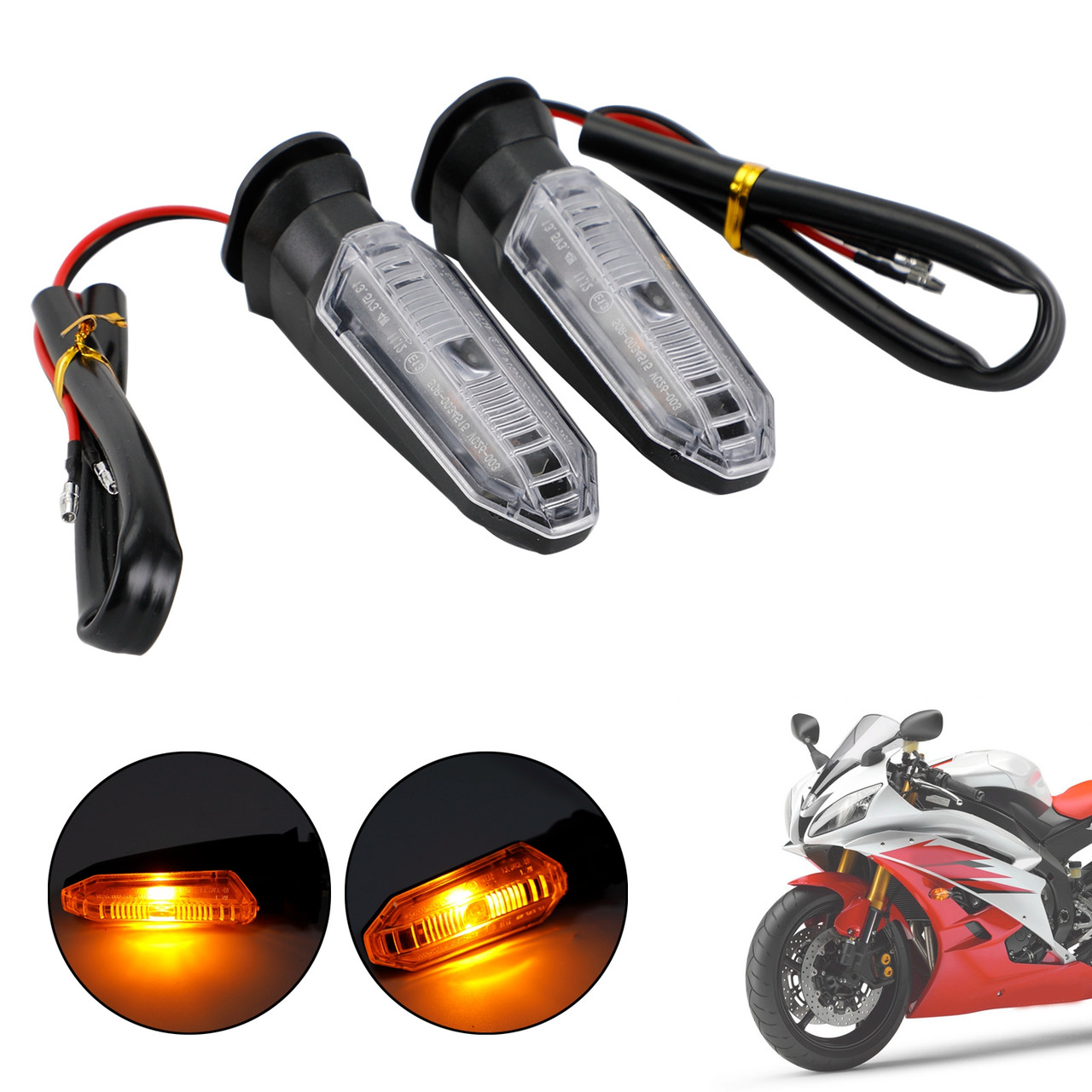 LED Turn Signal Lights Indicator Lamps For HONDA CRF250 CB500 CB650F CTX700 Clear