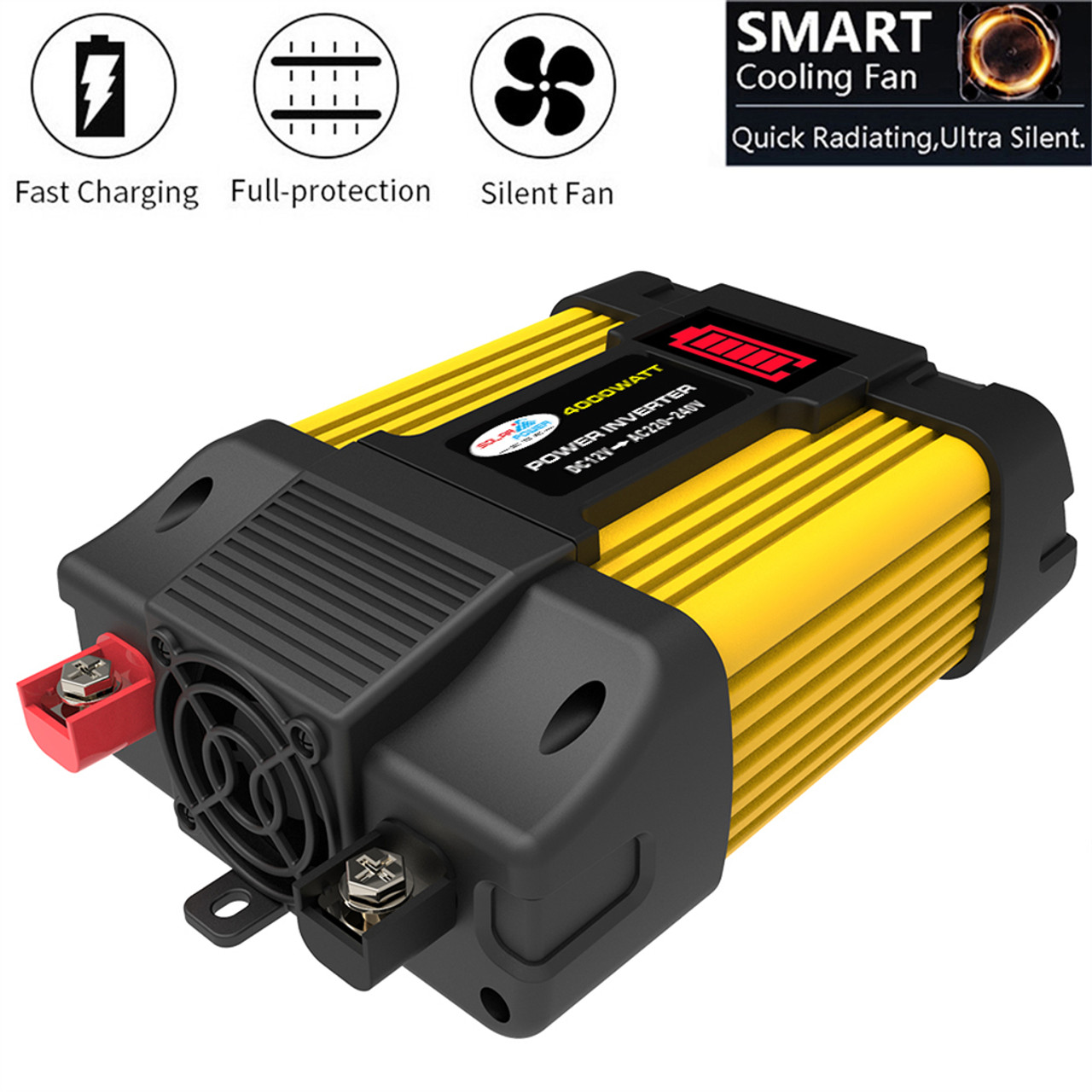 4000W Pure Sine Wave Inverter 12V 220V w LED Display Car Inverter Plug Adapter