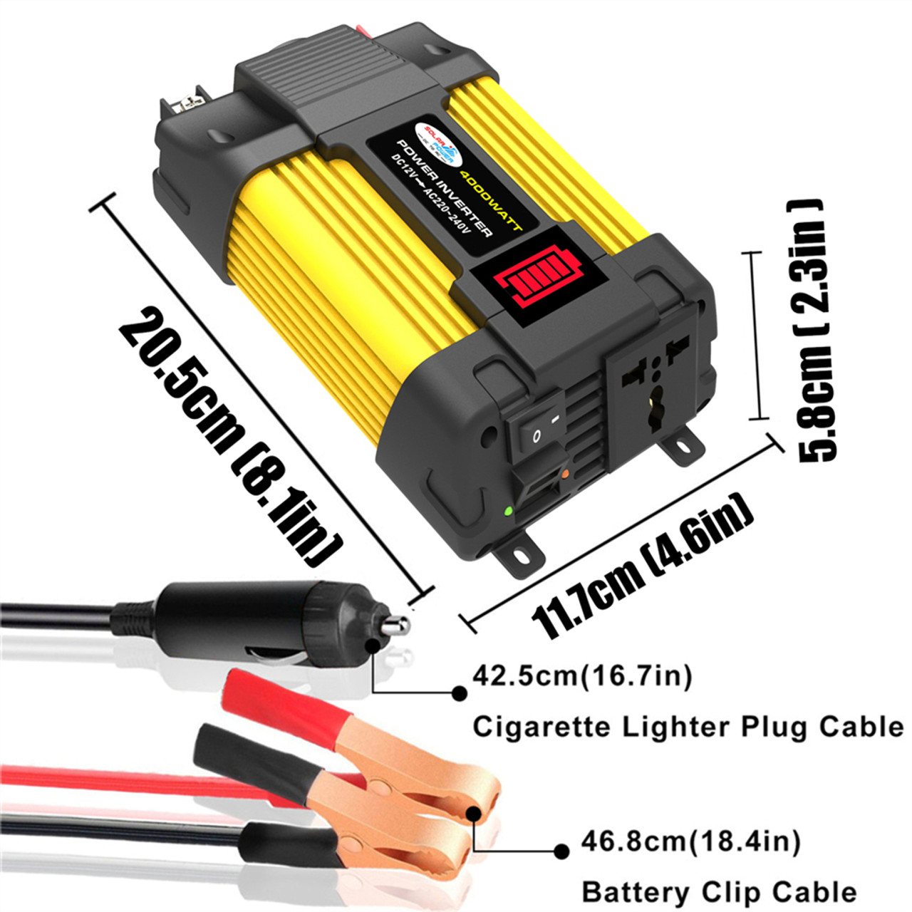 4000W Pure Sine Wave Inverter 12V 220V w LED Display Car Inverter Plug Adapter