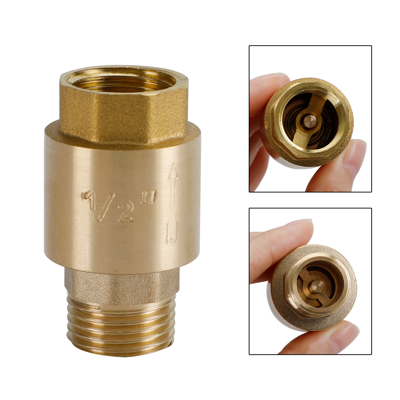 Brass Check Valve G1/2" M To F Thread Non-Return Backflow Prevention