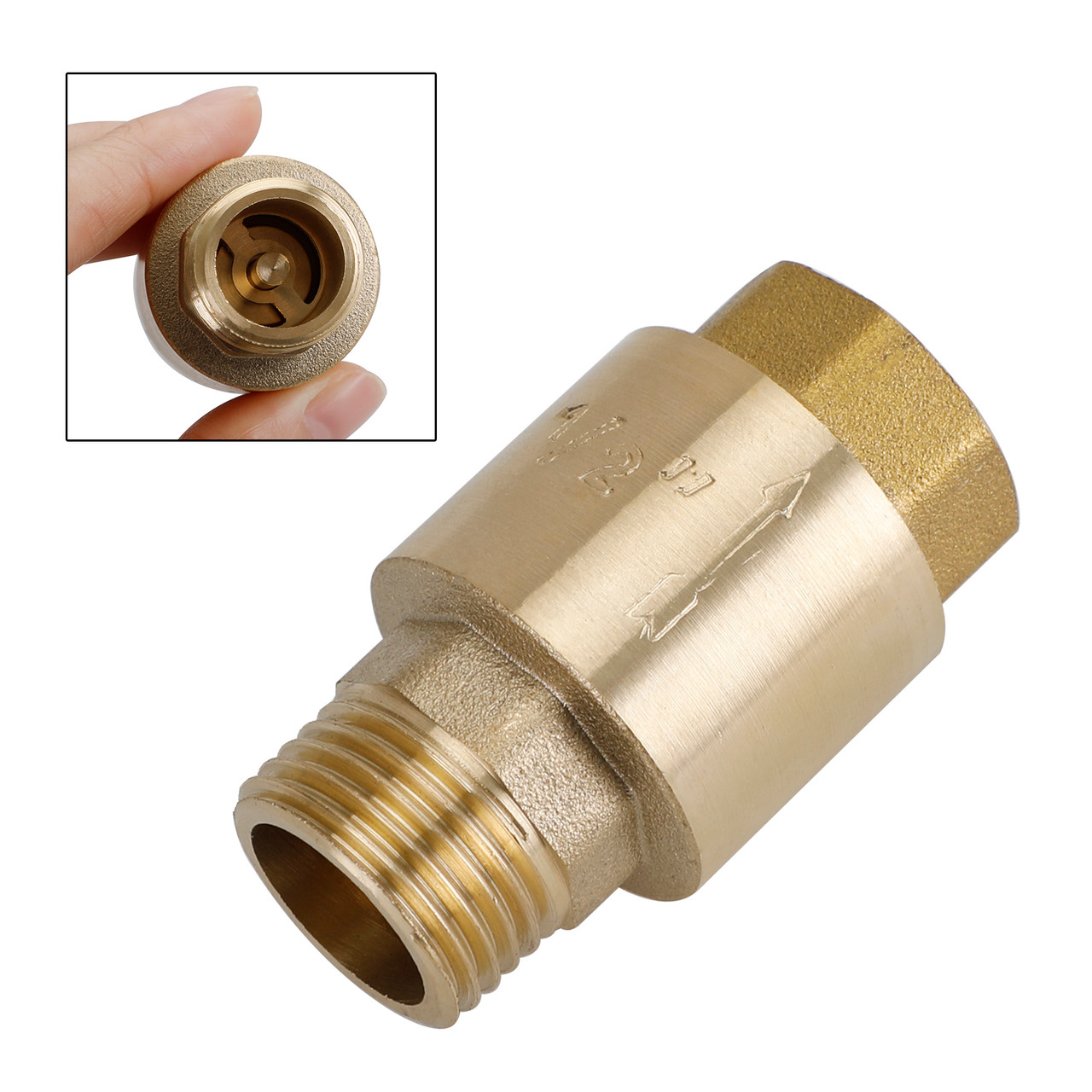 Brass Check Valve G1/2" M To F Thread Non-Return Backflow Prevention