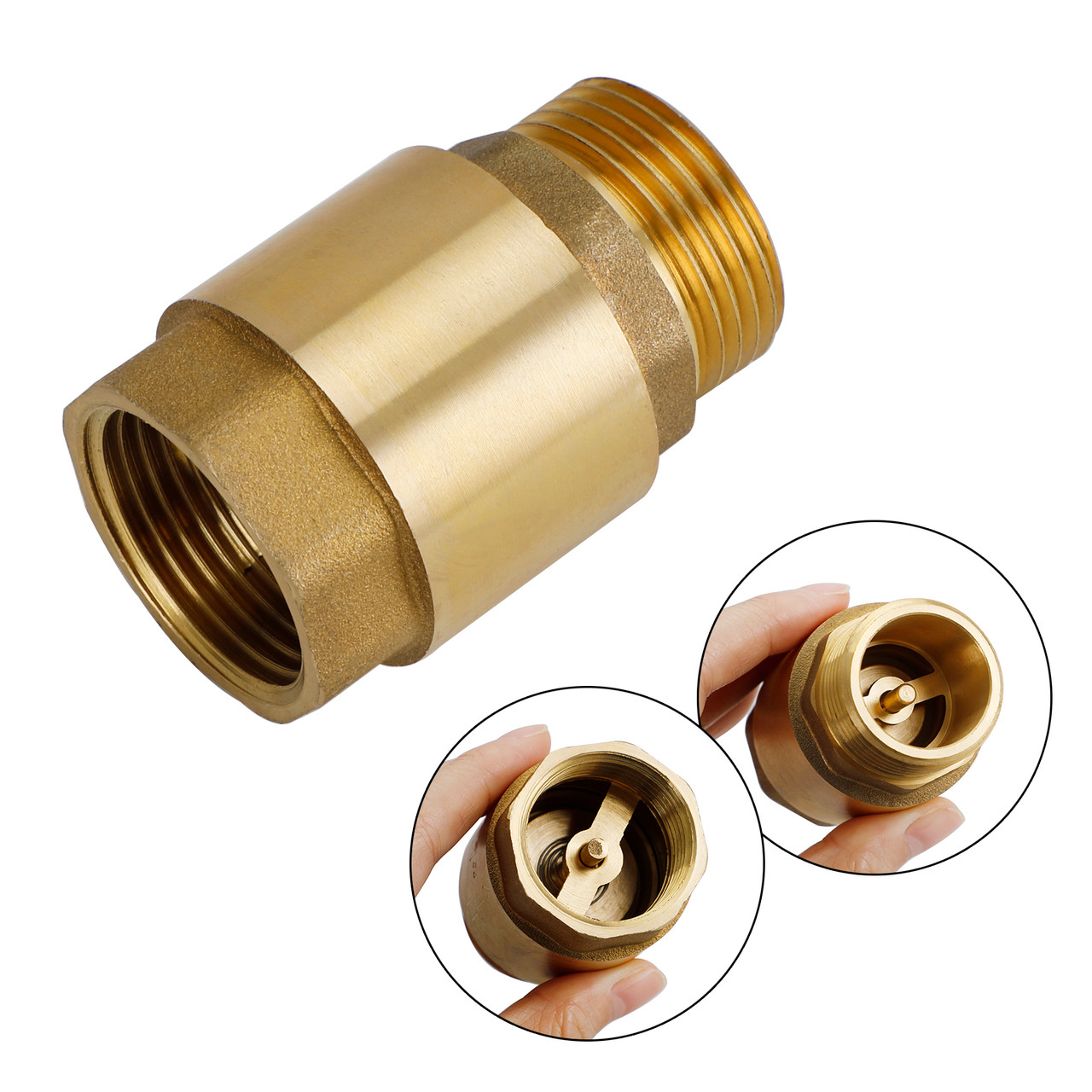 Brass Check Valve G1" M To F Thread Non-Return Backflow Prevention