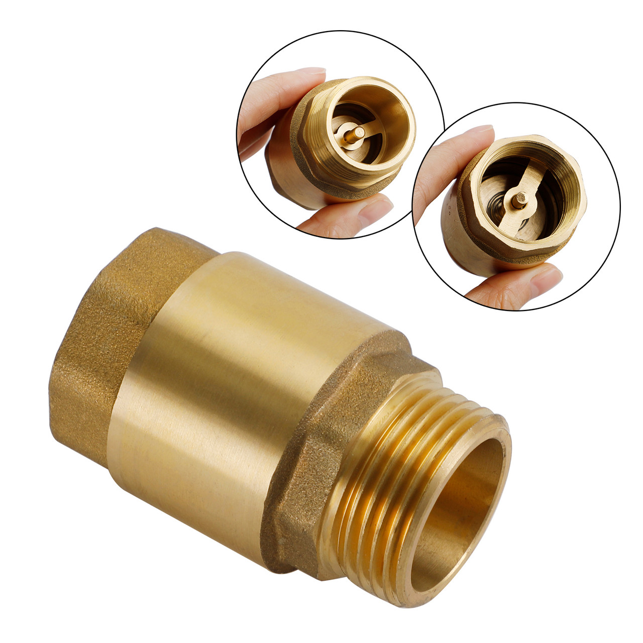 Brass Check Valve G1" M To F Thread Non-Return Backflow Prevention